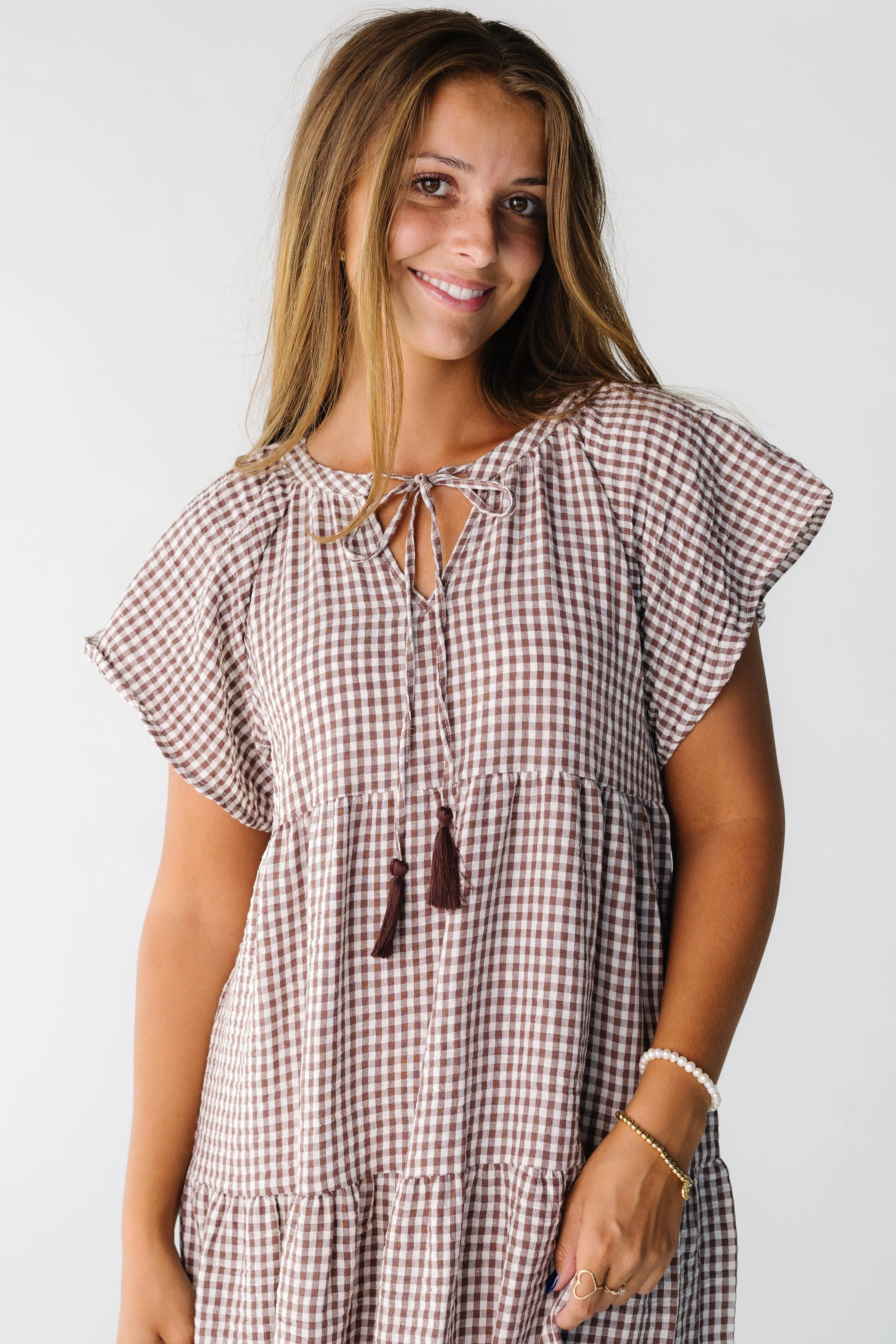 Brass & Roe Elmina Gingham Dress - Image 11