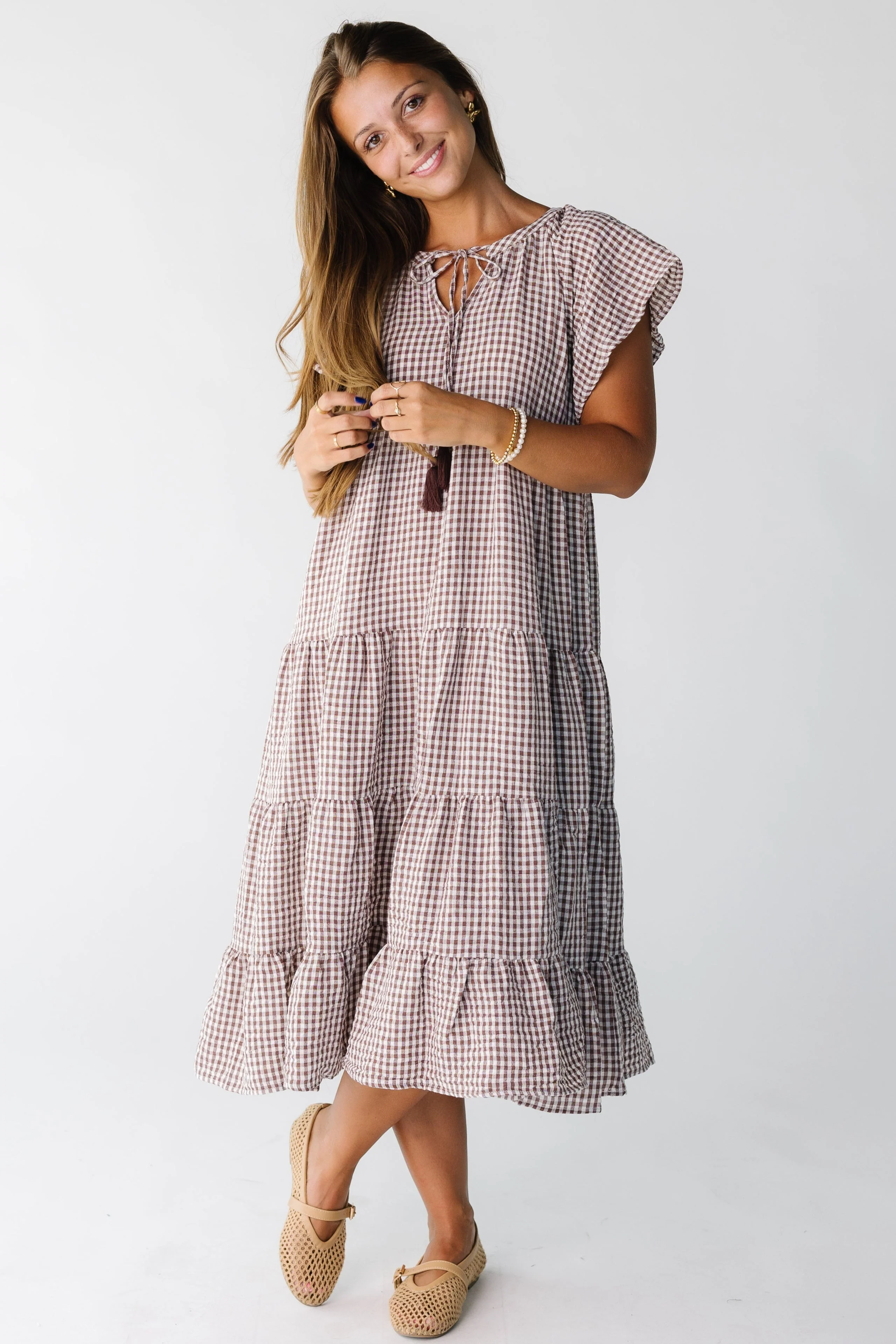 Brass & Roe Elmina Gingham Dress - Image 13