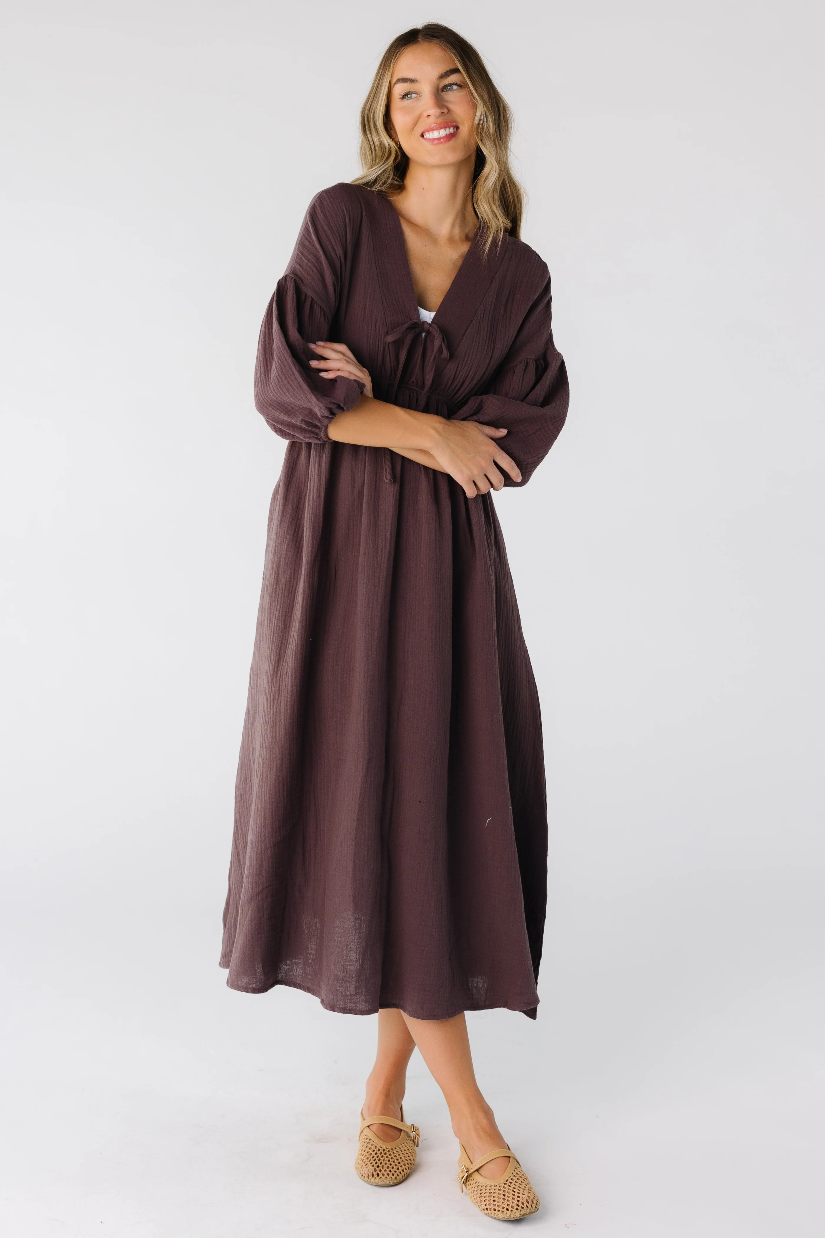 Brass & Roe Gauze Tie Front Dress - Image 3