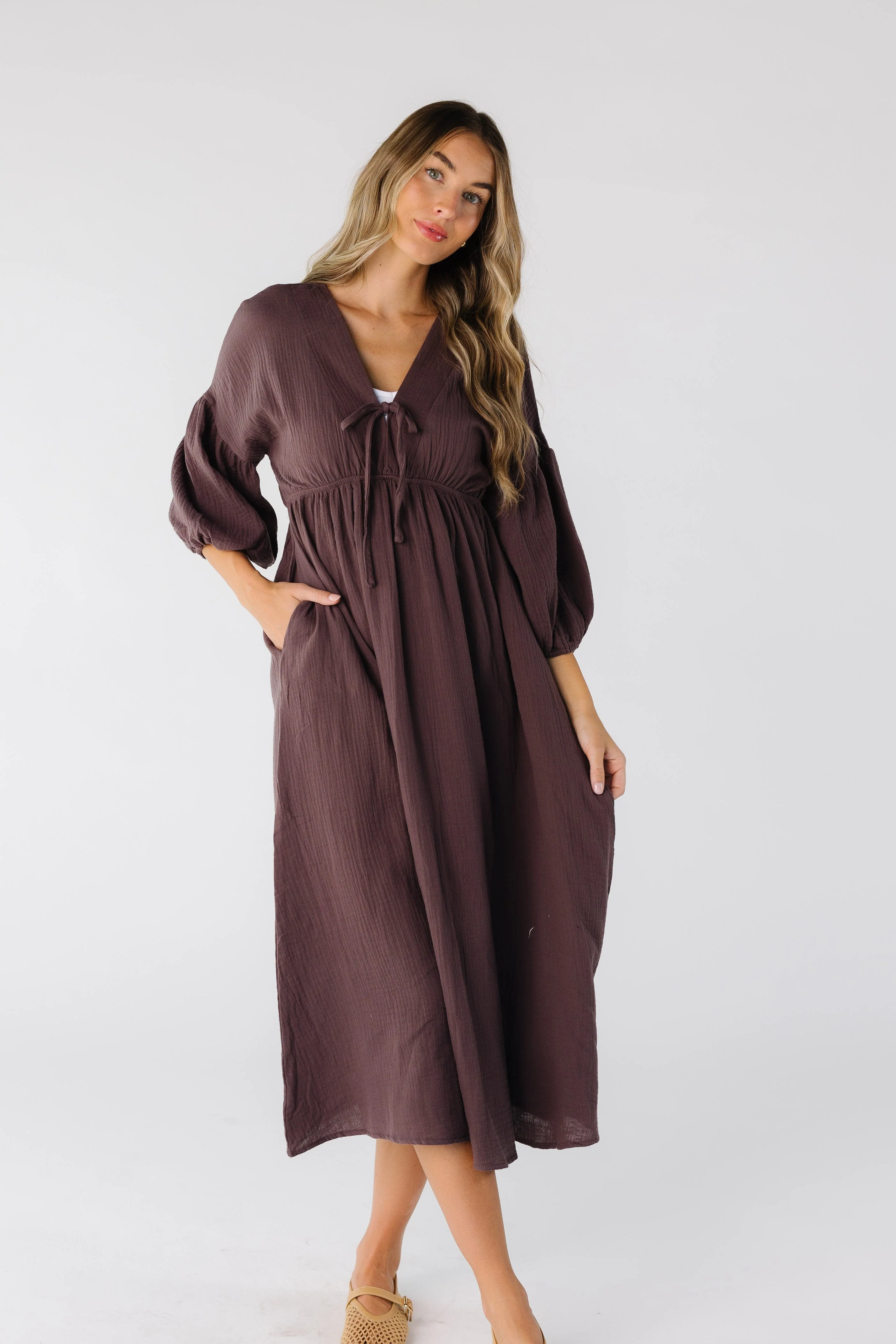 Brass & Roe Gauze Tie Front Dress - Image 6