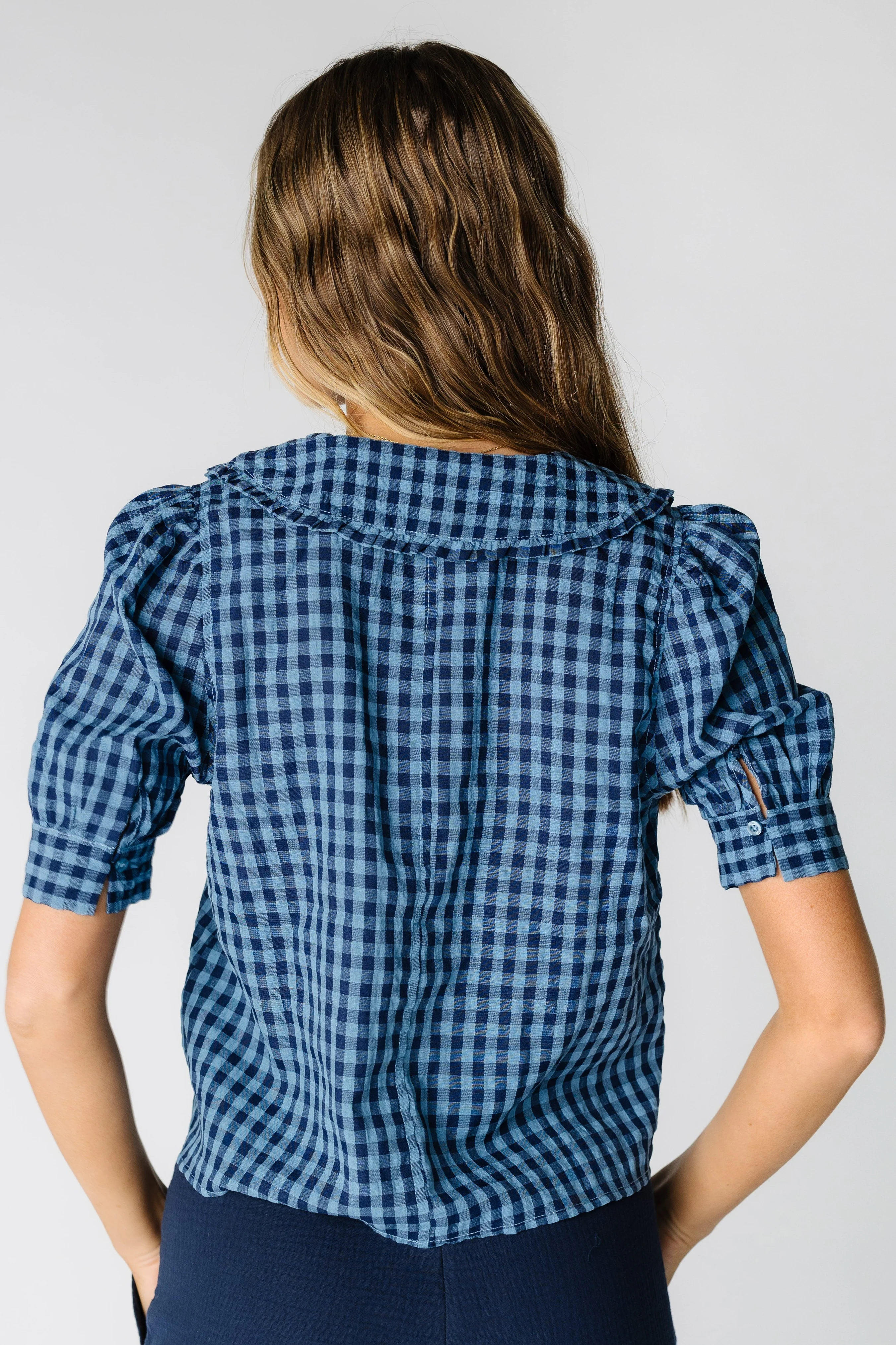 Brass & Roe Gingham Collared Blouse - Image 4