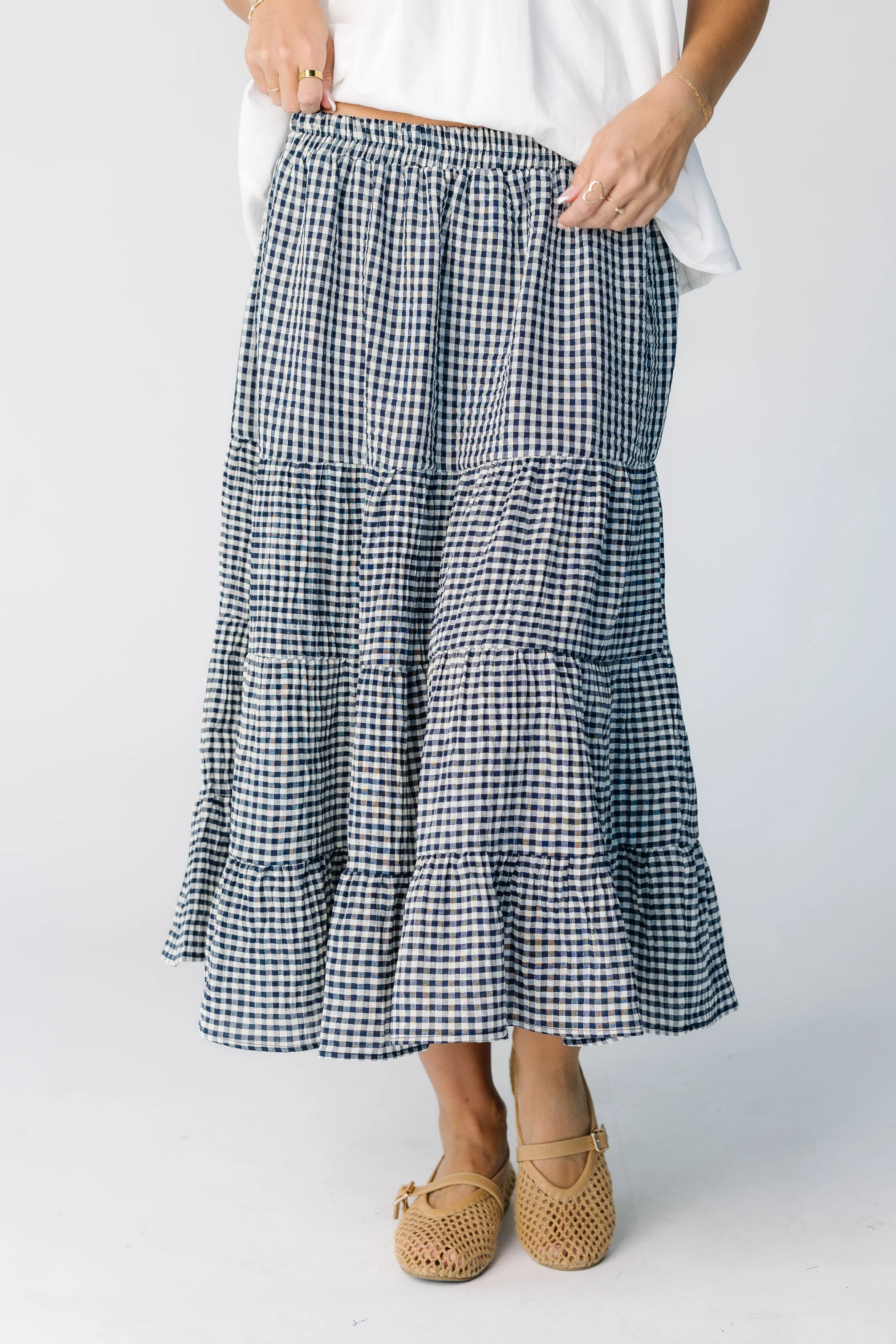 Brass & Roe Gingham Tiered Skirt - Image 3