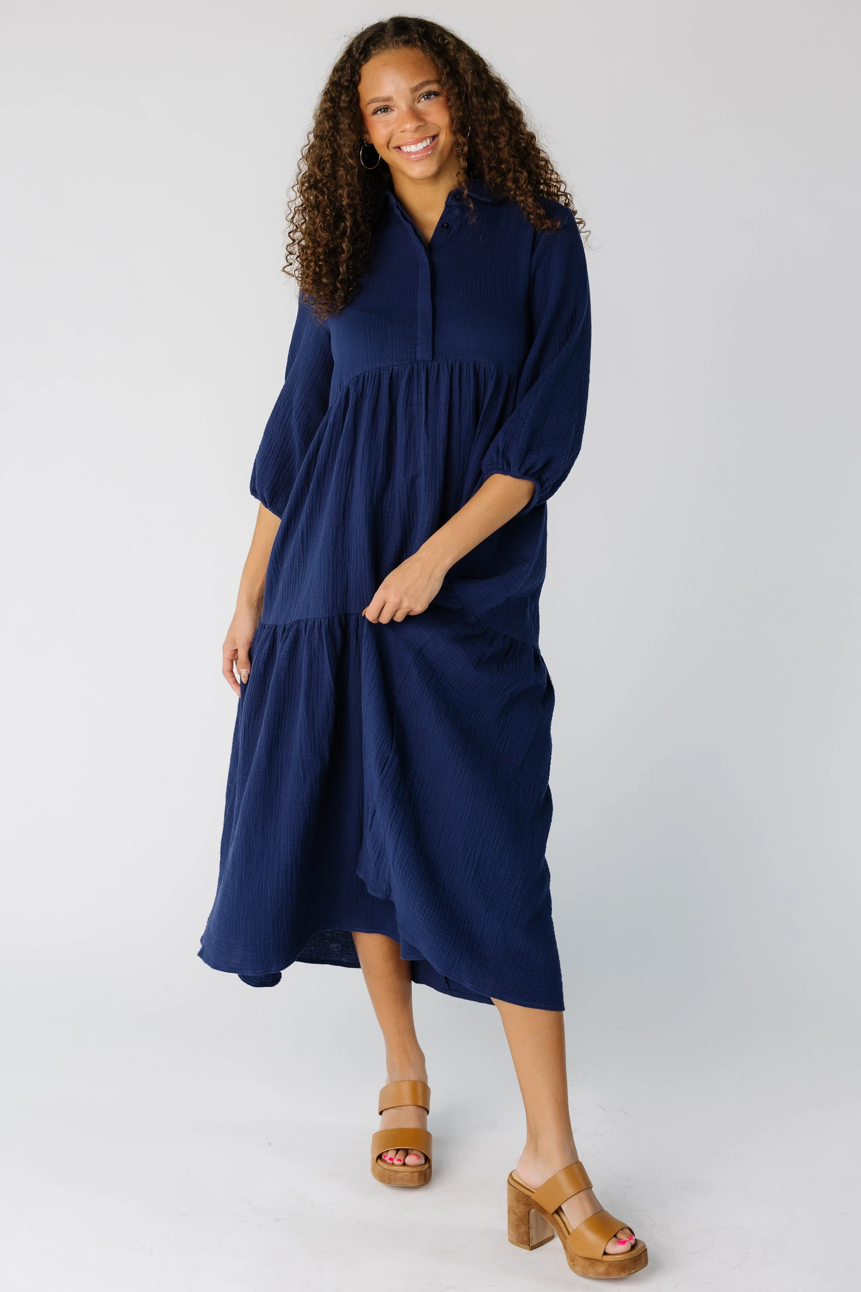 Brass & Roe Kyla Collared Gauze Dress - Image 3