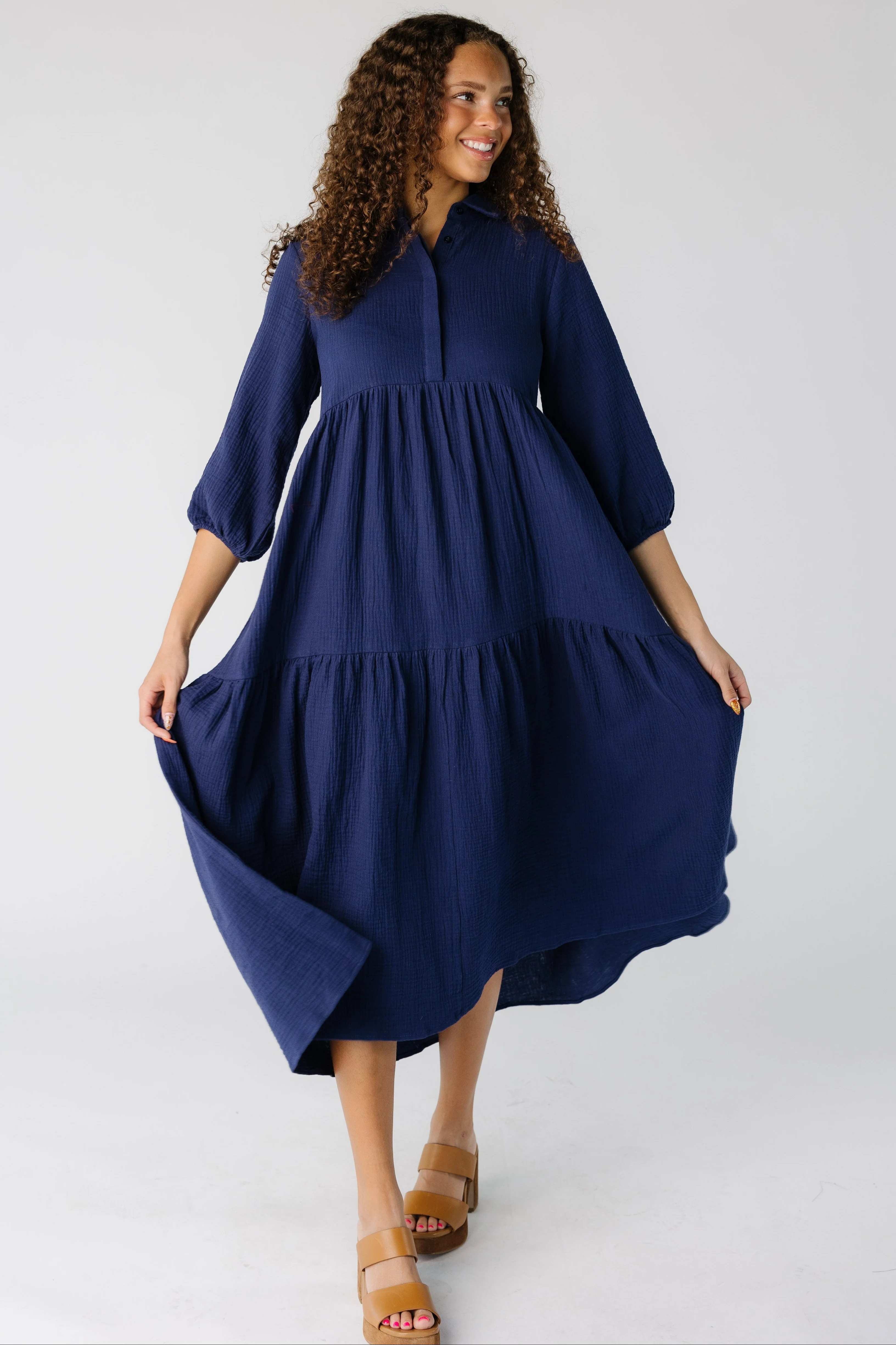 Brass & Roe Kyla Collared Gauze Dress - Image 4