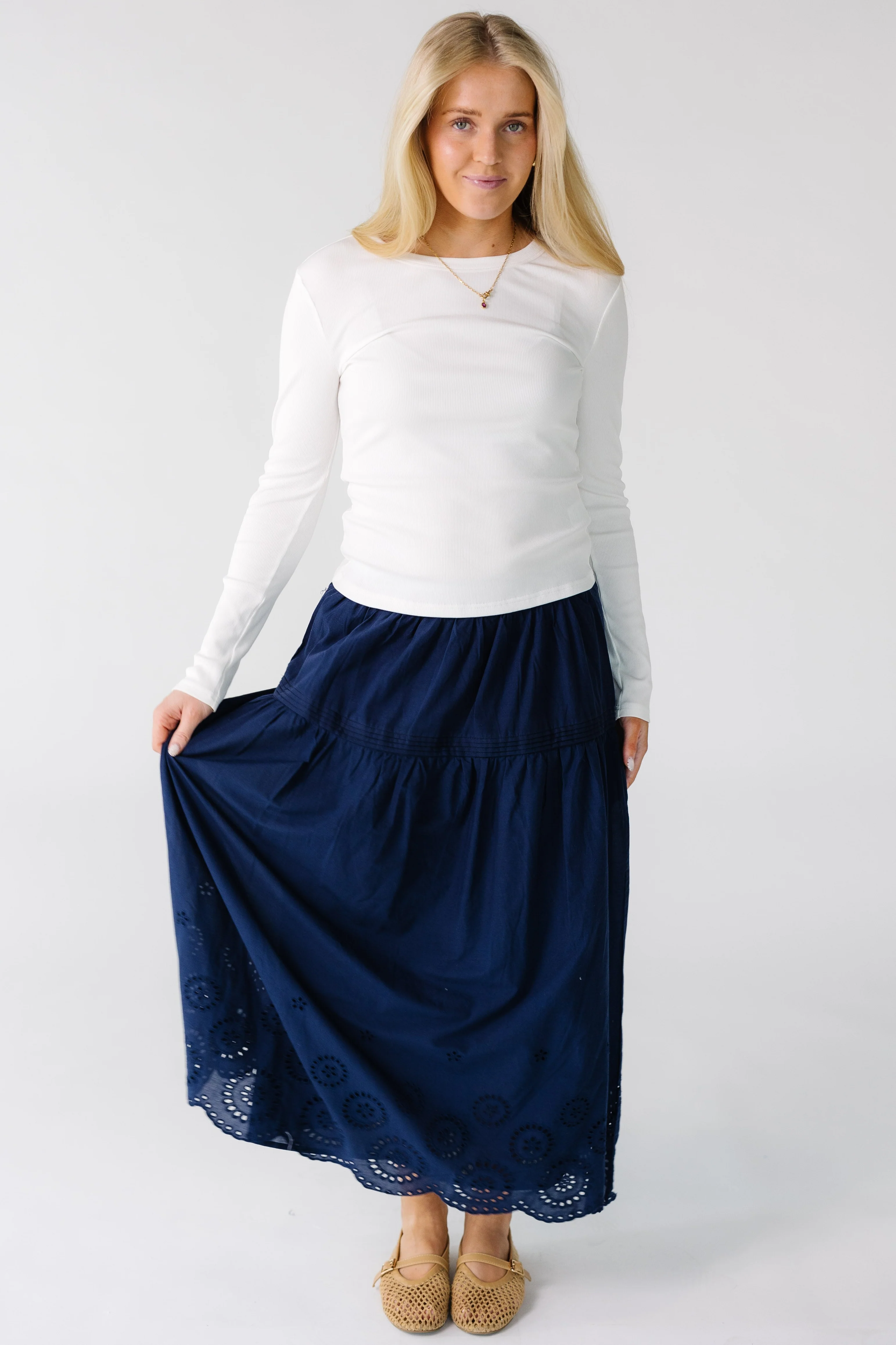 Brass & Roe Melanie Eyelet Midi Skirt - Image 3