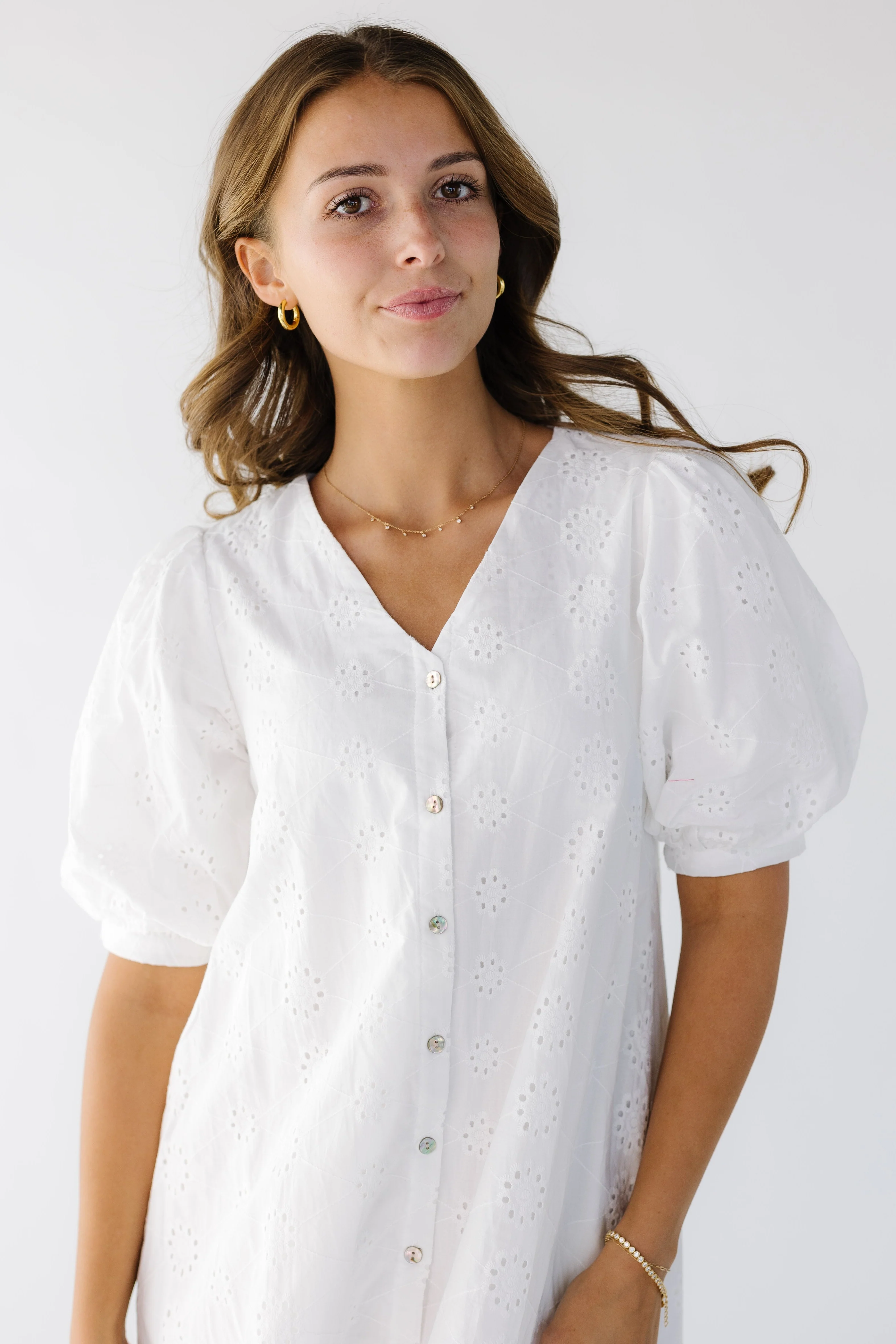 Brass & Roe Cori Button Down Eyelet Dress - Image 2