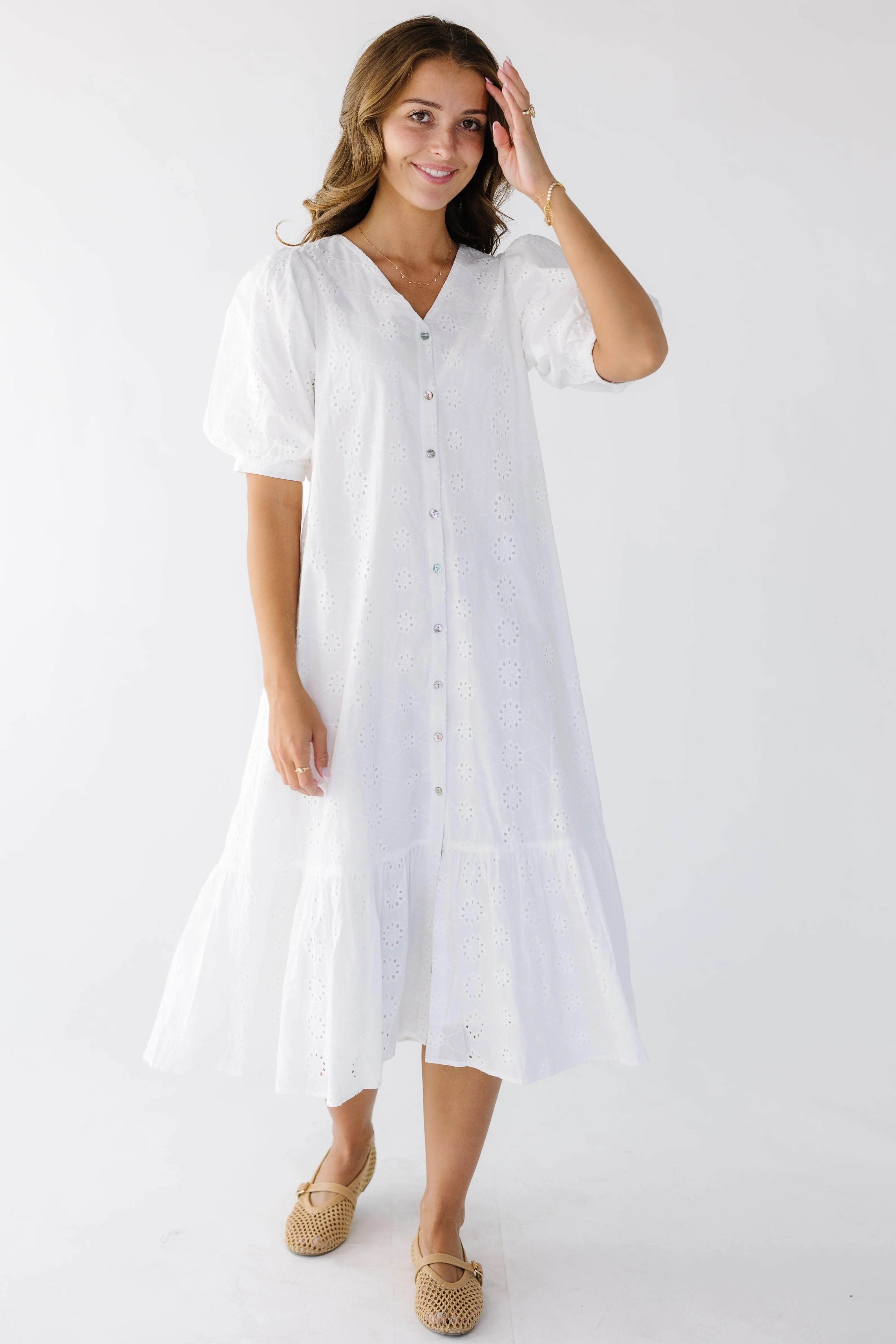 Brass & Roe Cori Button Down Eyelet Dress - Image 3