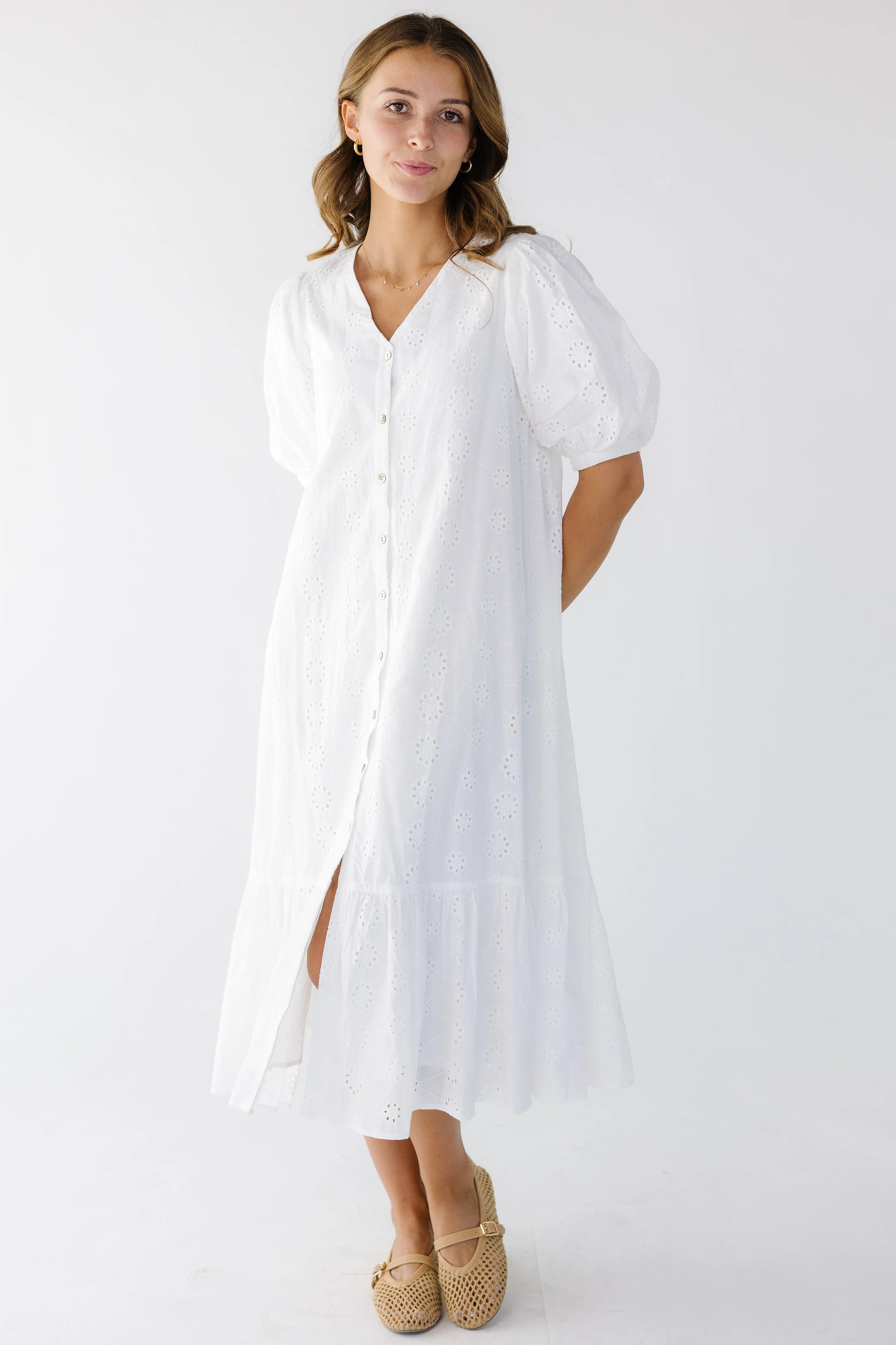 Brass & Roe Cori Button Down Eyelet Dress - Image 4