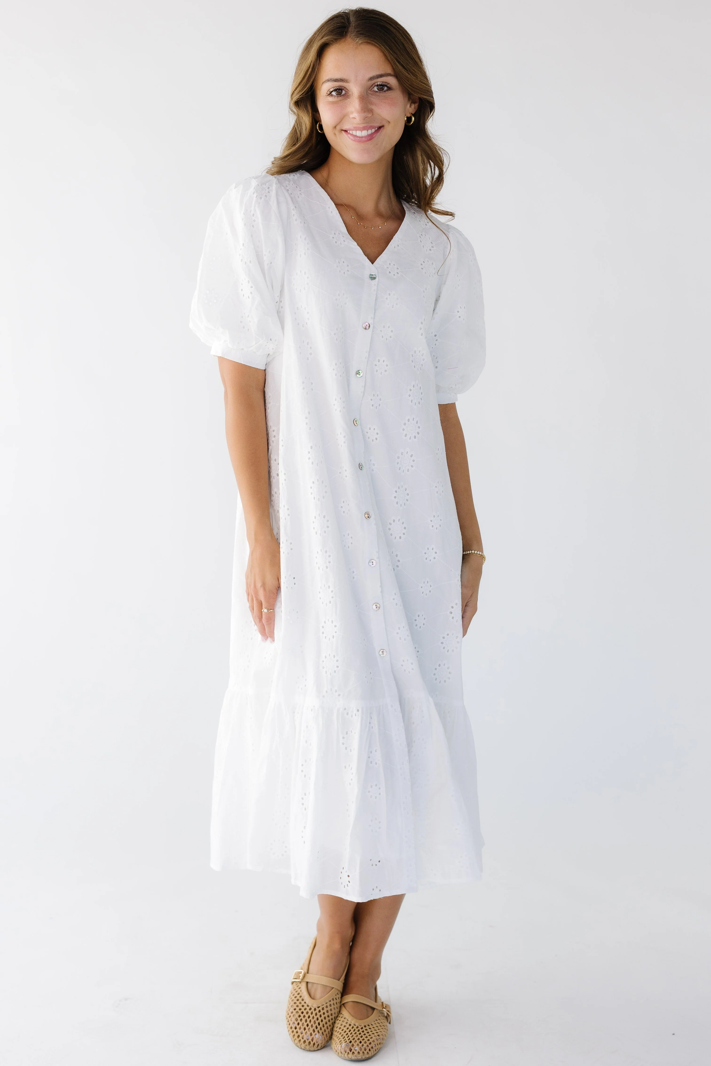 Brass & Roe Cori Button Down Eyelet Dress - Image 5