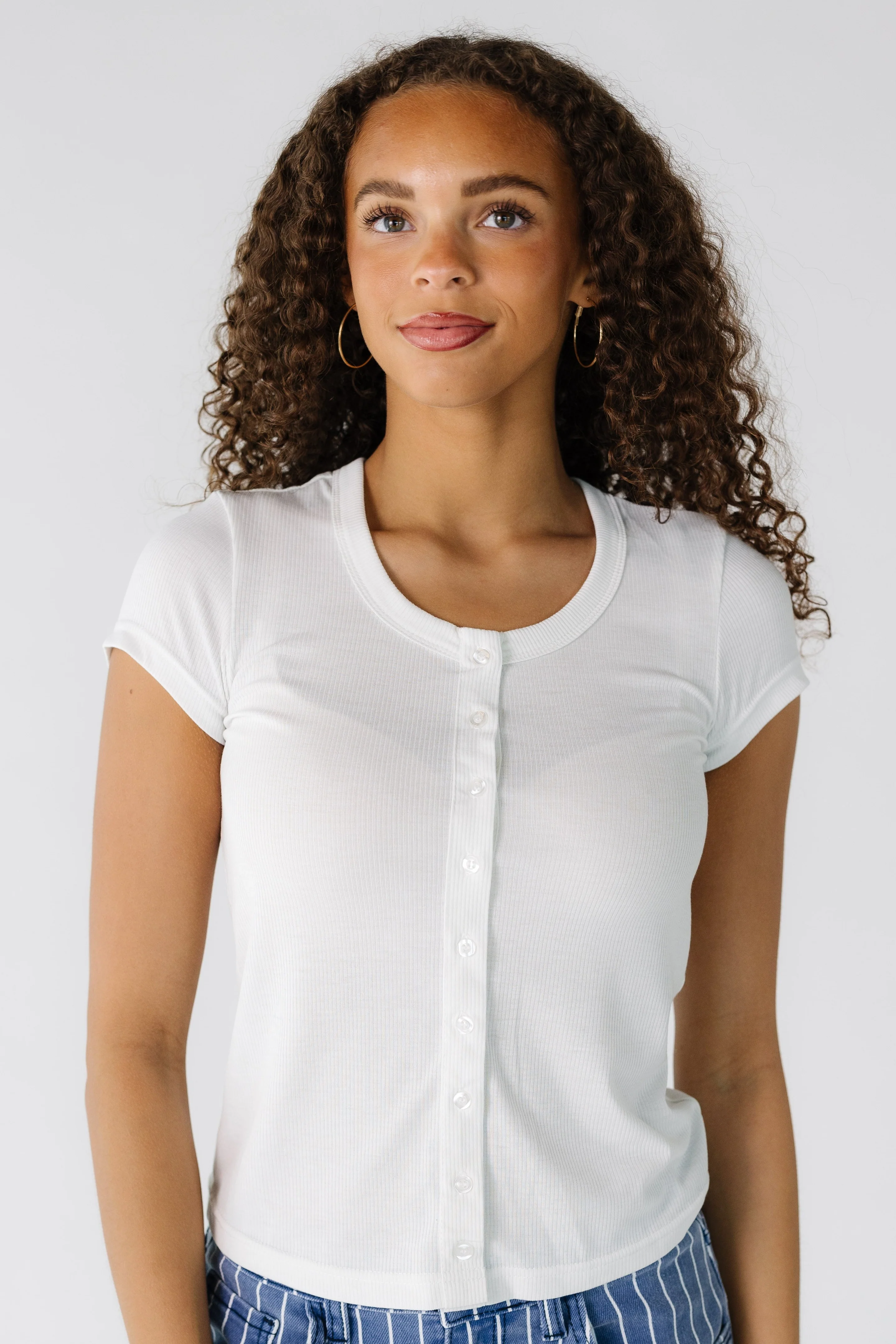 Brass & Roe Ribbed Button Tee