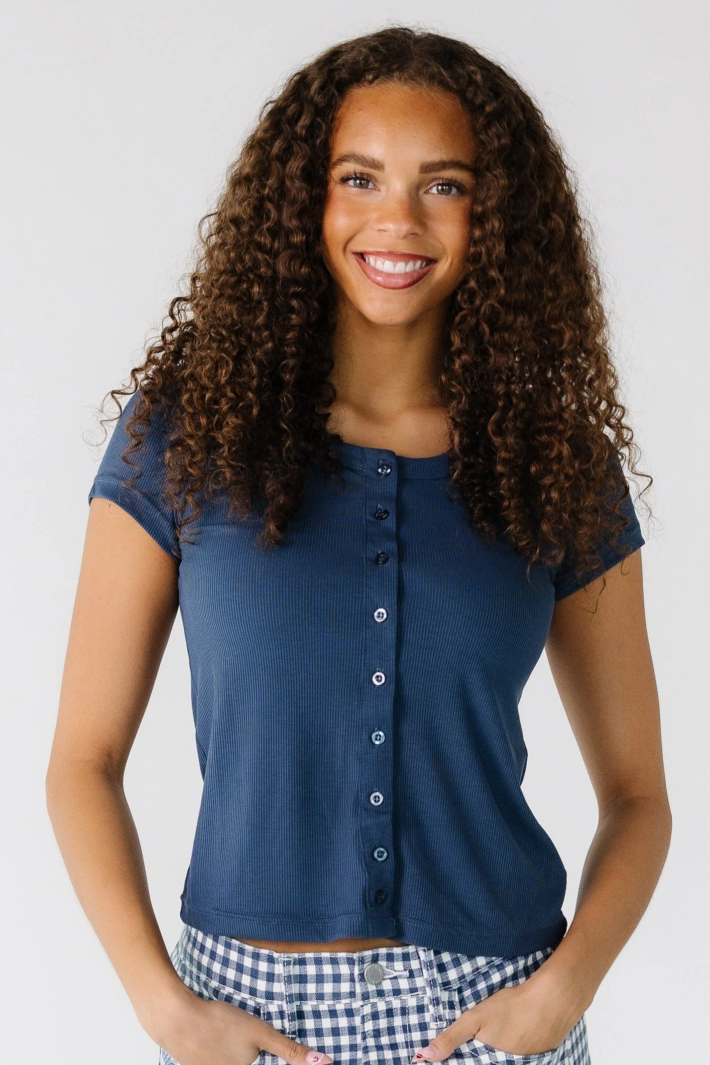 Brass & Roe Ribbed Button Tee - Image 2