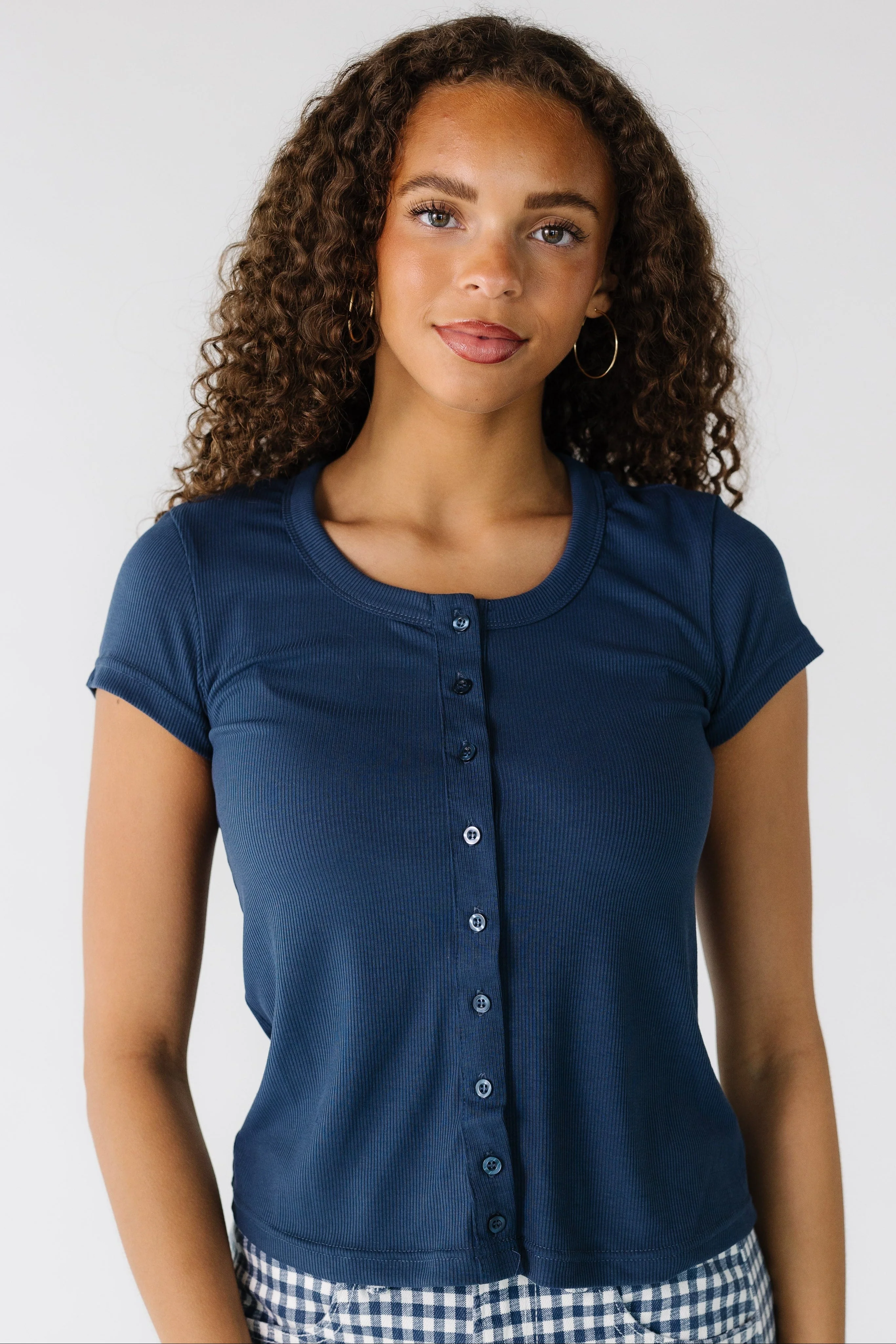 Brass & Roe Ribbed Button Tee - Image 3