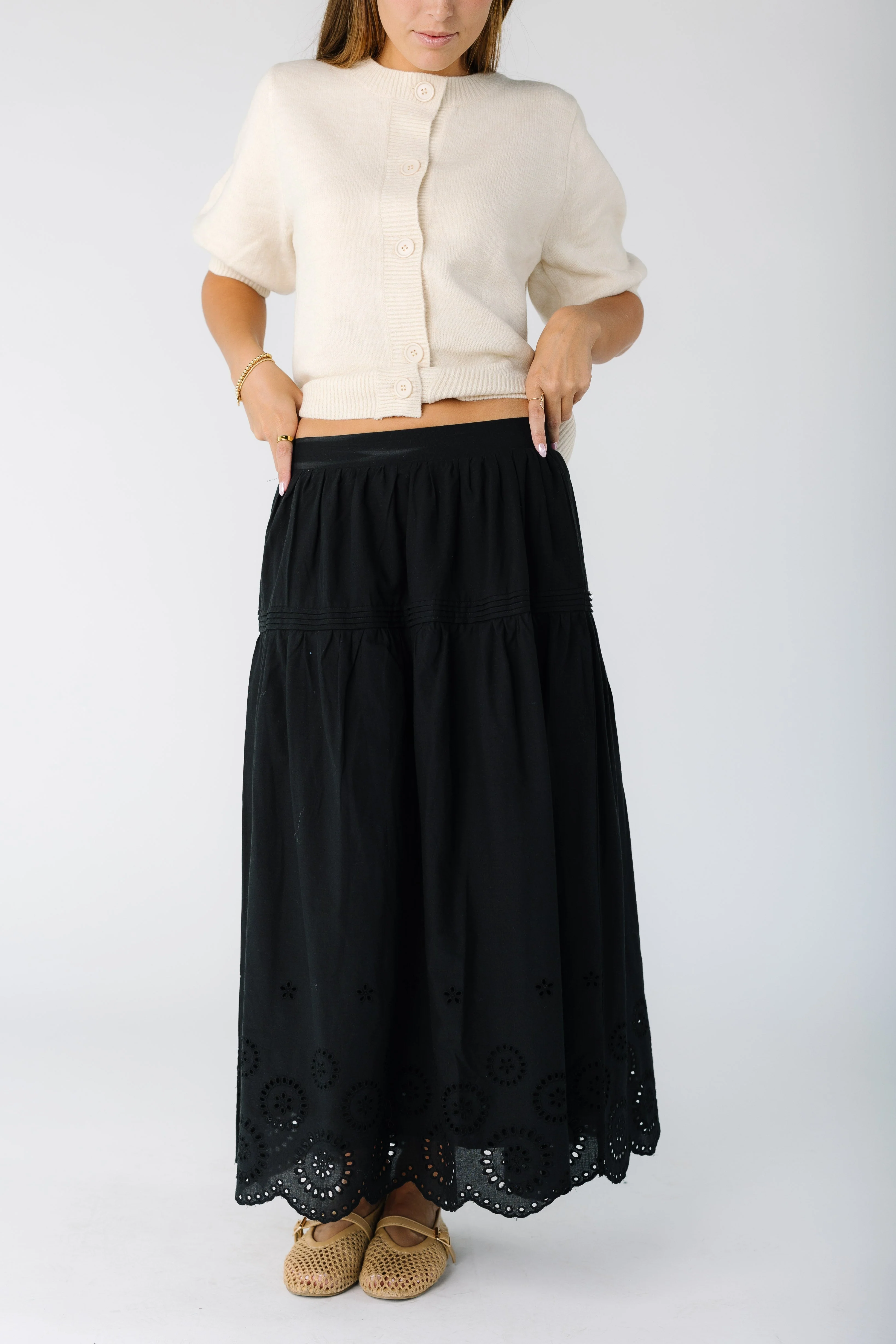 Brass & Roe The Melanie Midi Eyelet Skirt - Image 11