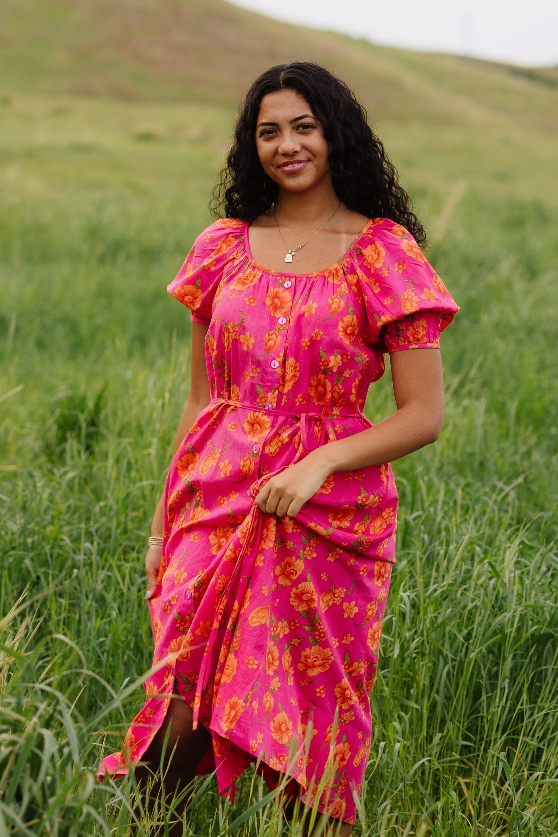 Citrus Button Down Midi Dress