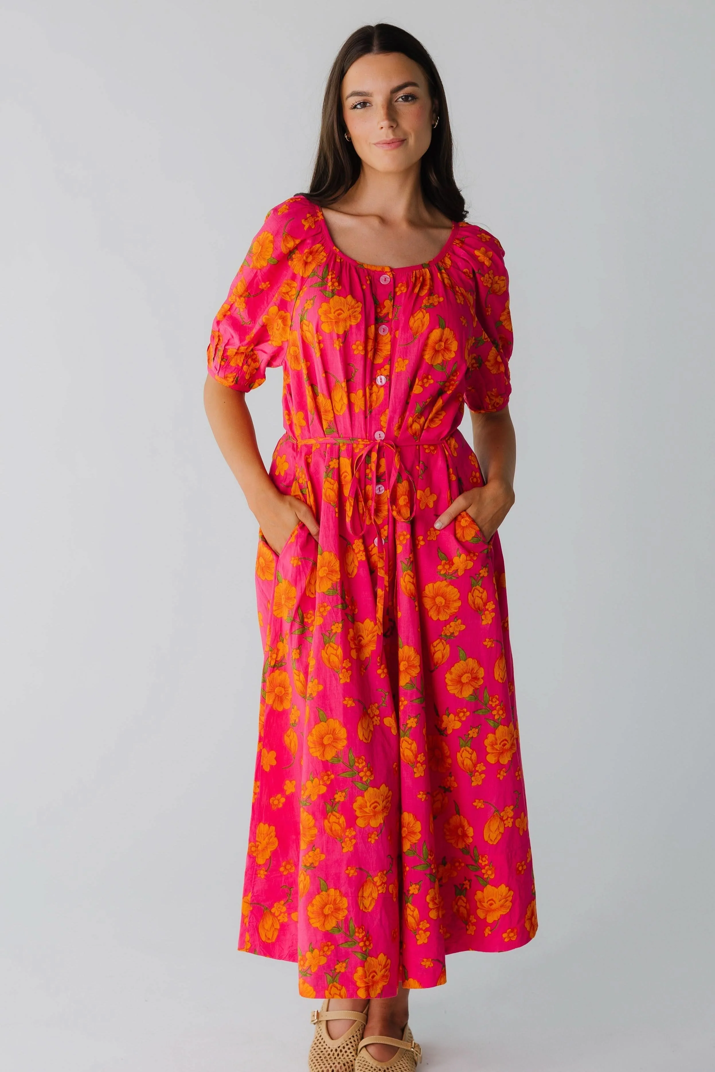 Citrus Button Down Midi Dress - Image 3