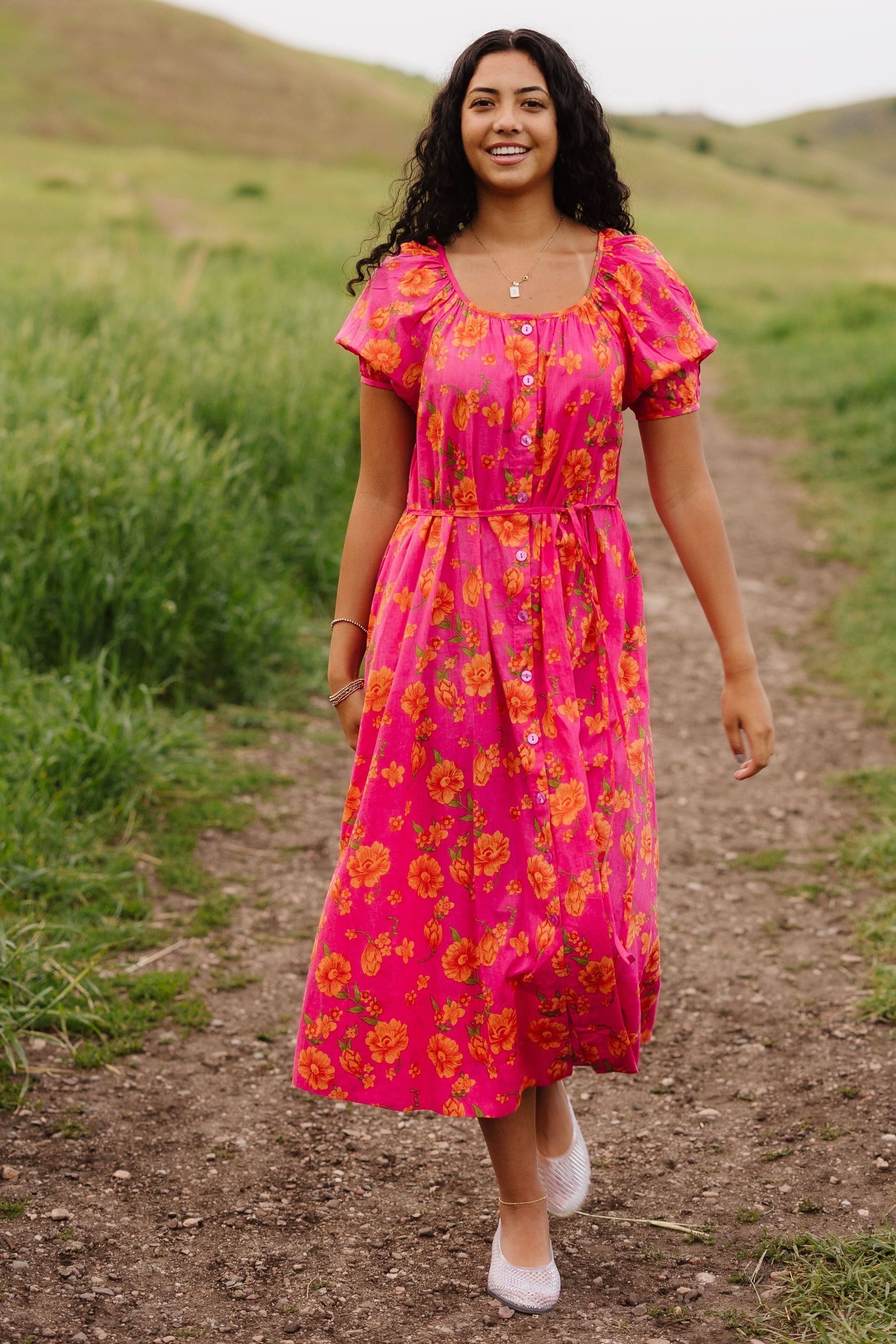 Citrus Button Down Midi Dress - Image 4