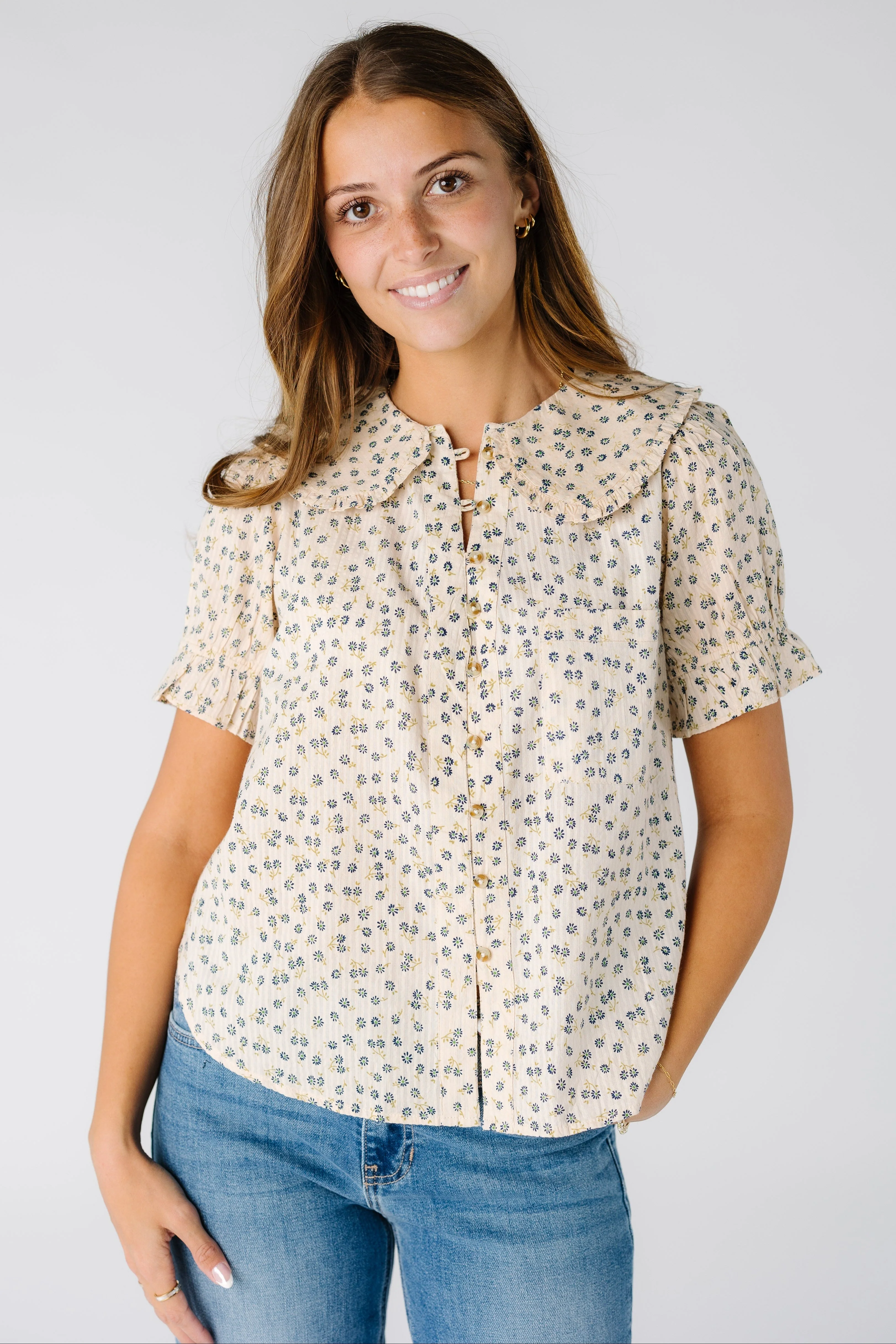 Citrus Ellie Collar Print Blouse