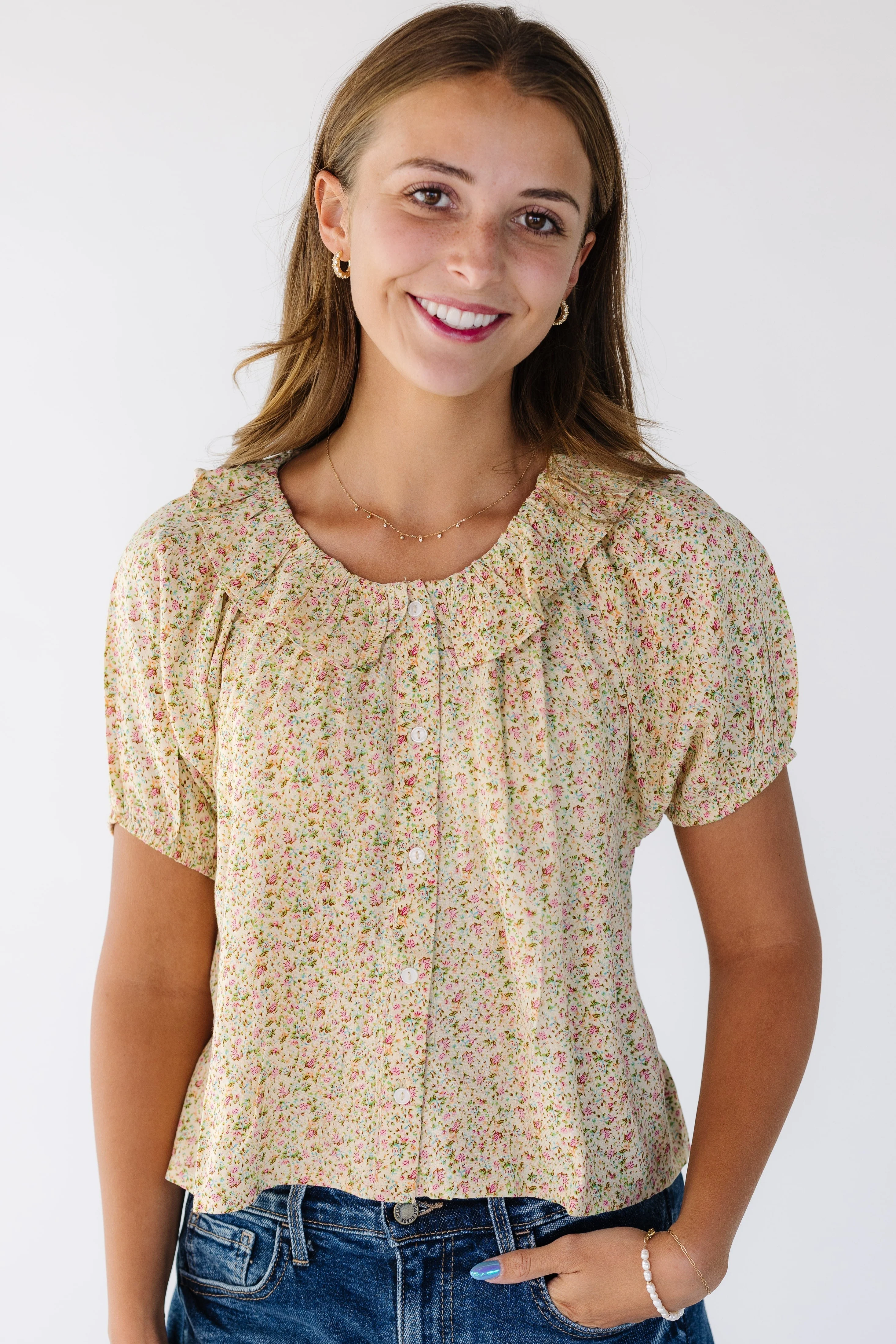 Citrus Collar Top- Spring