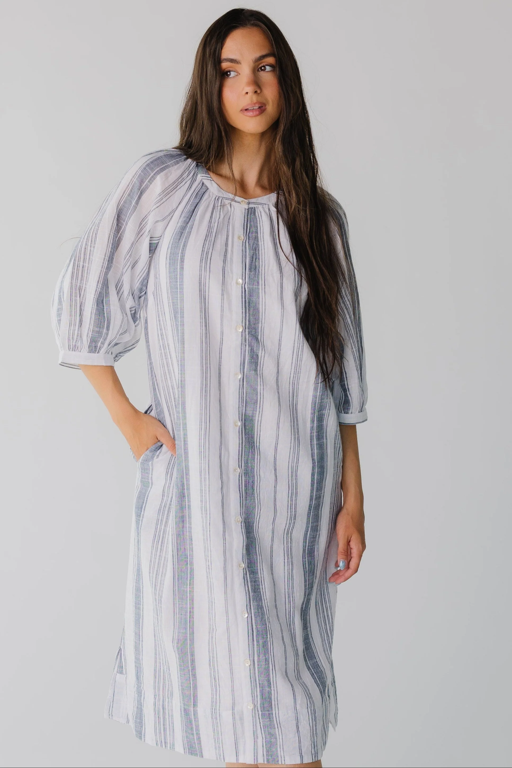 Citrus Seaside Button Down Midi Dress - Image 3