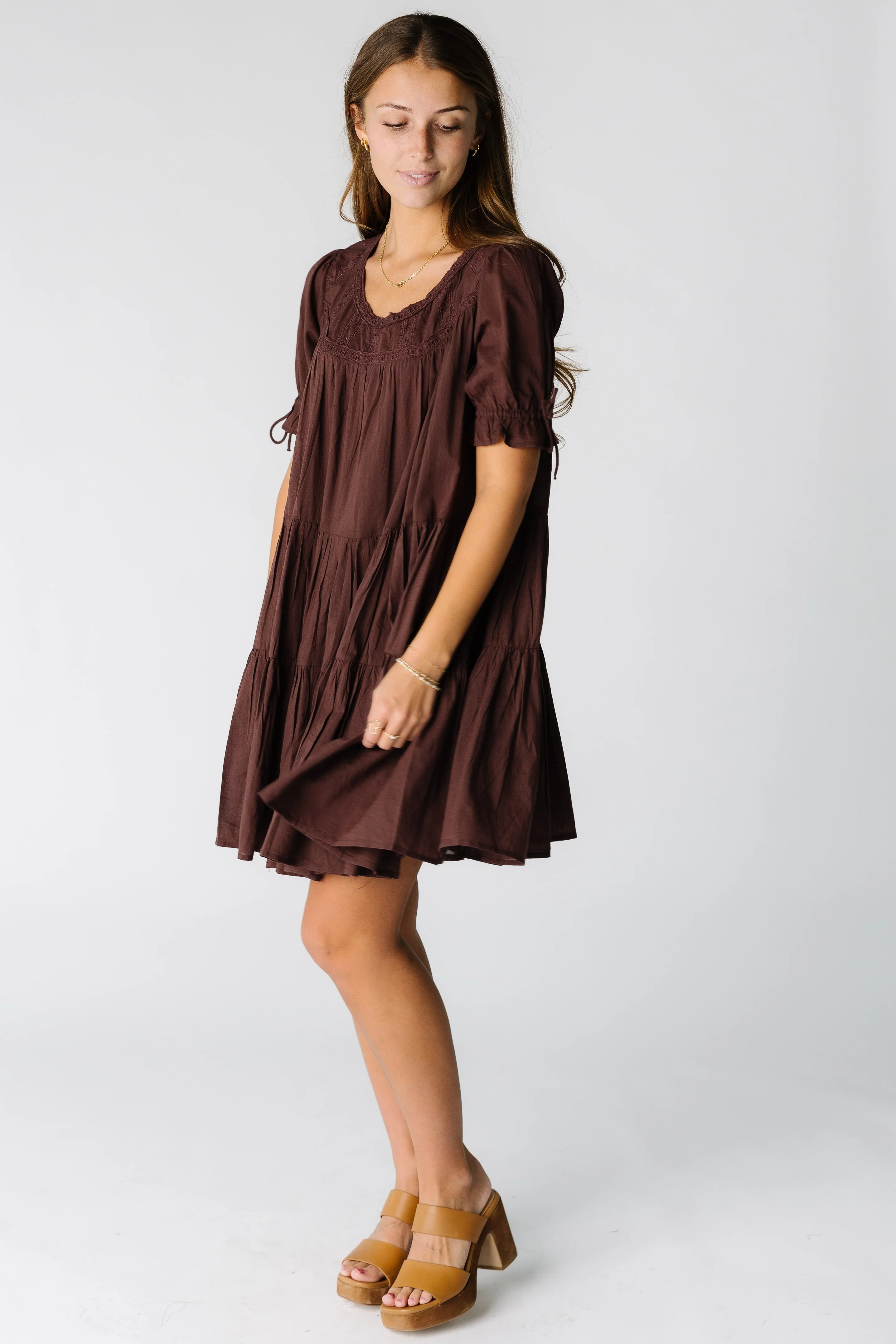 Citrus Take Me Out Knee Dress-Brown - Image 3