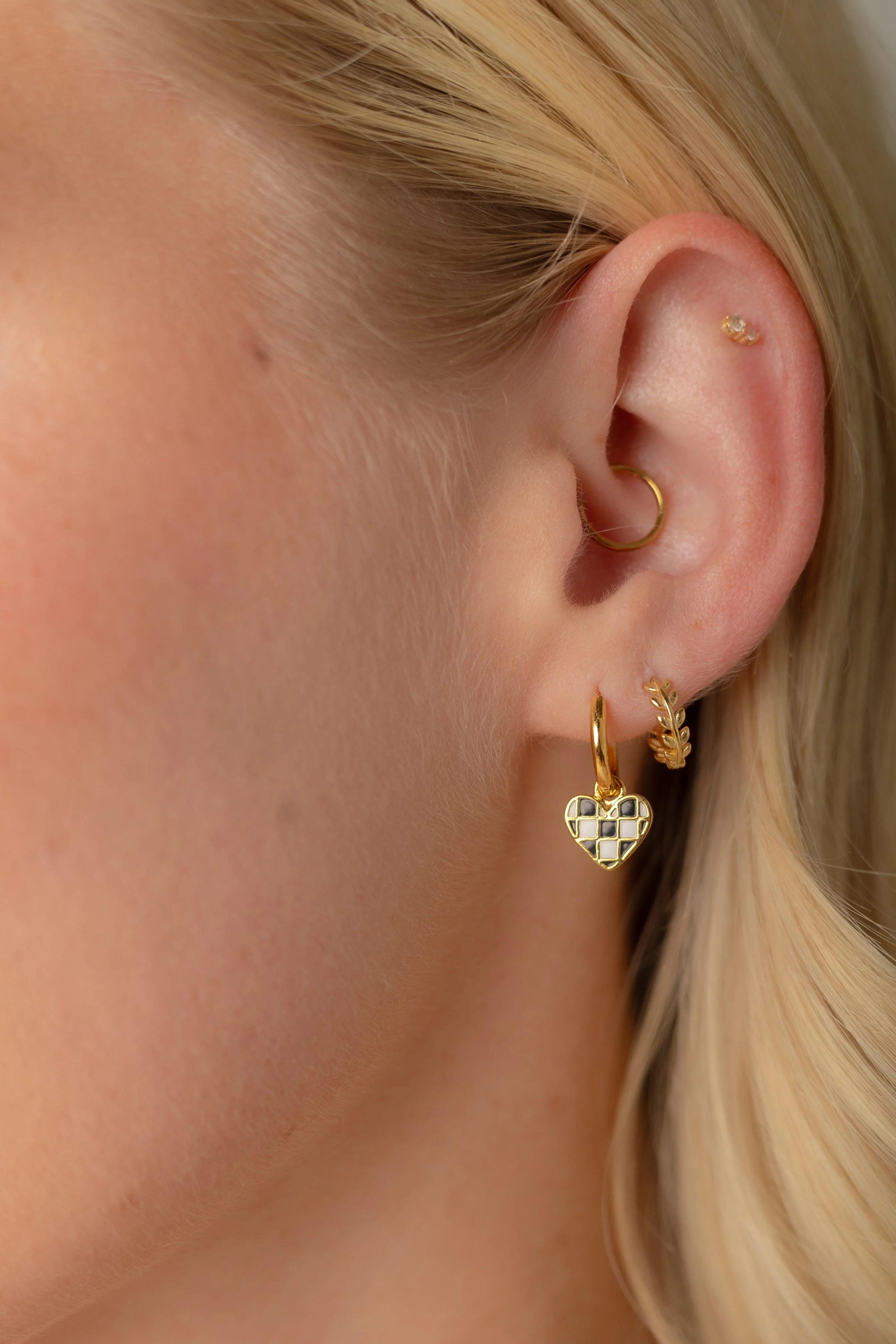 Cove Checker Heart Huggie Earrings - Image 4