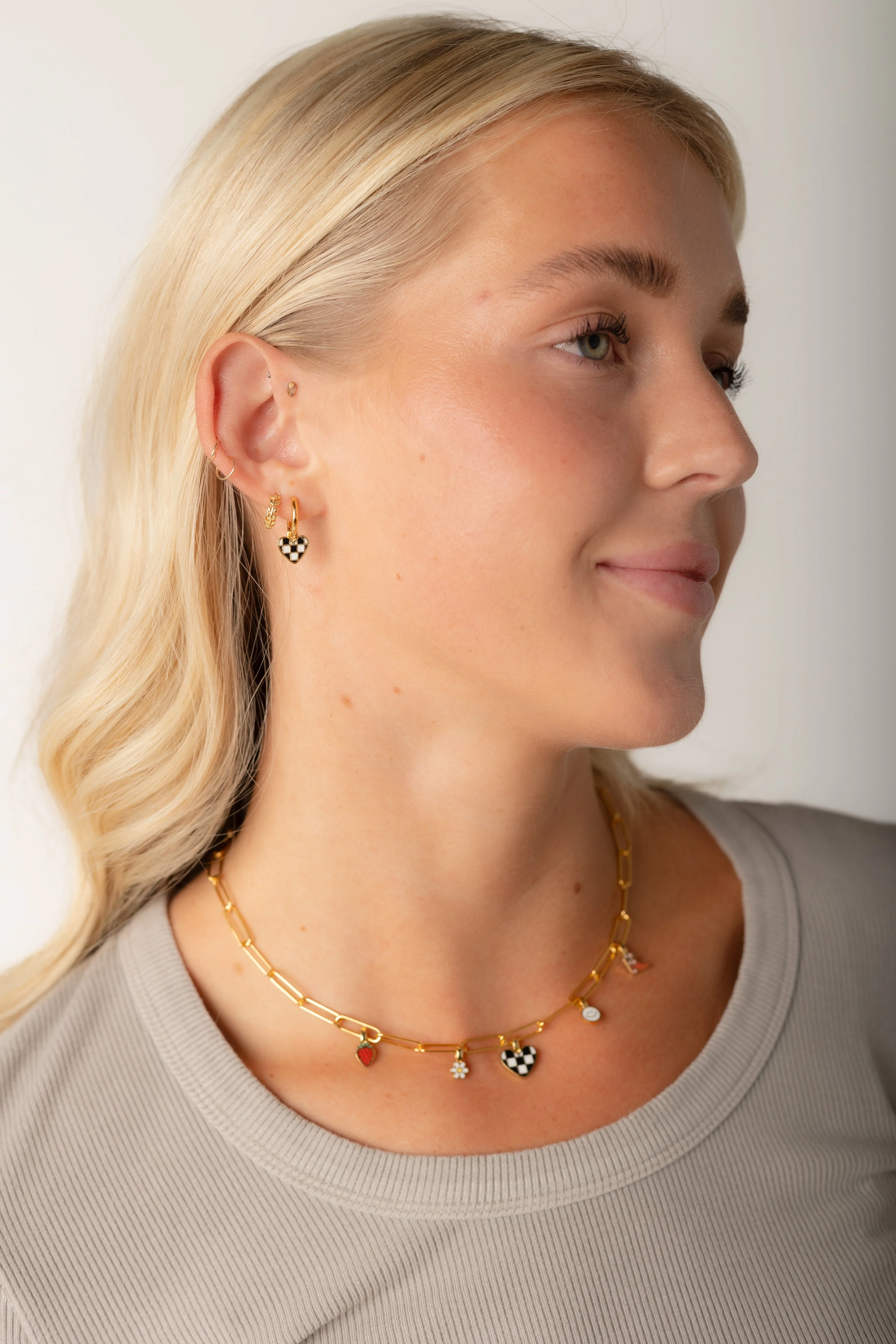 Cove Checker Heart Huggie Earrings - Image 6