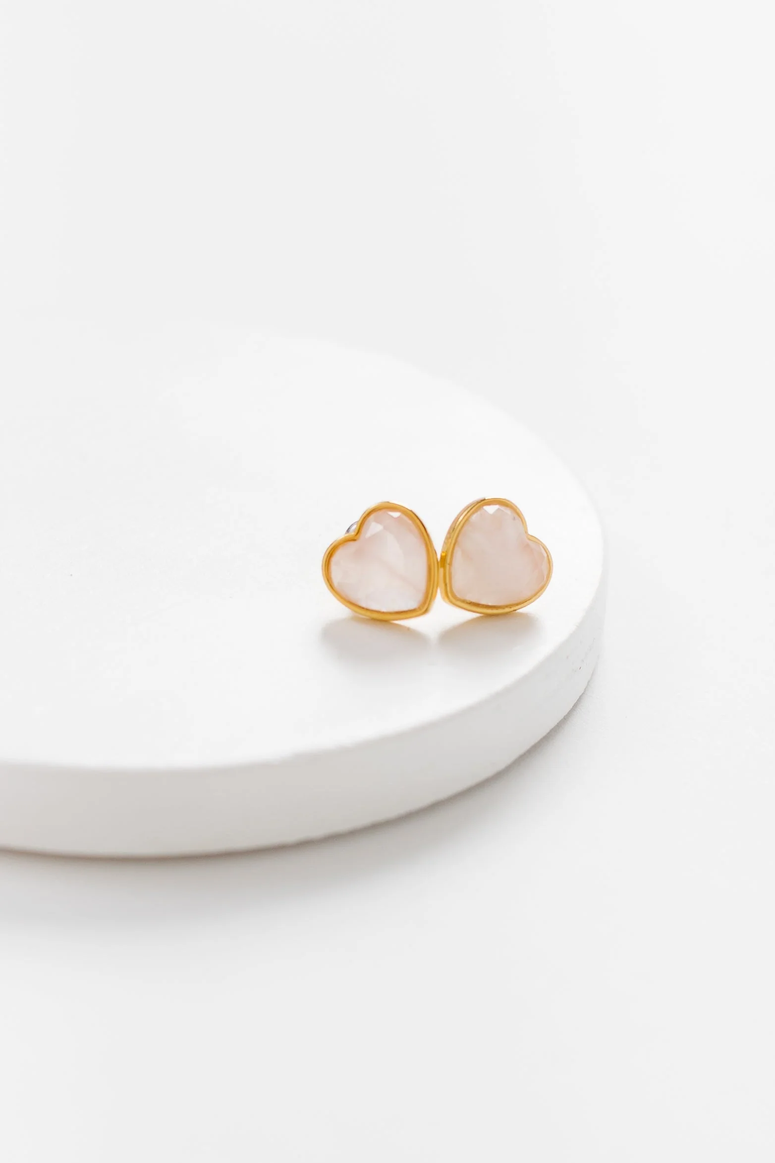 Cove Rose Quartz Heart Earrings - Image 3