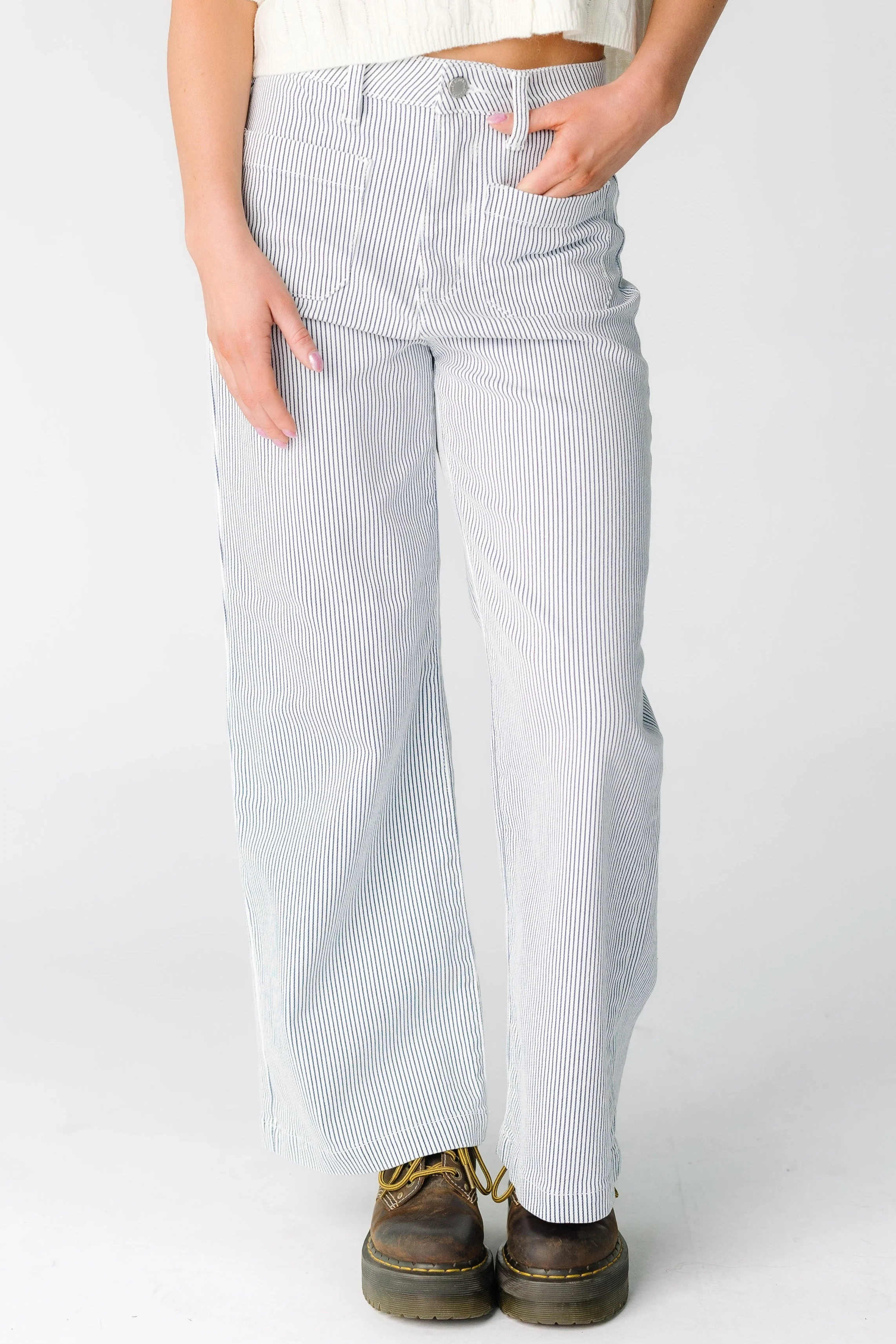 Date Time Stripe Wide Leg Denim