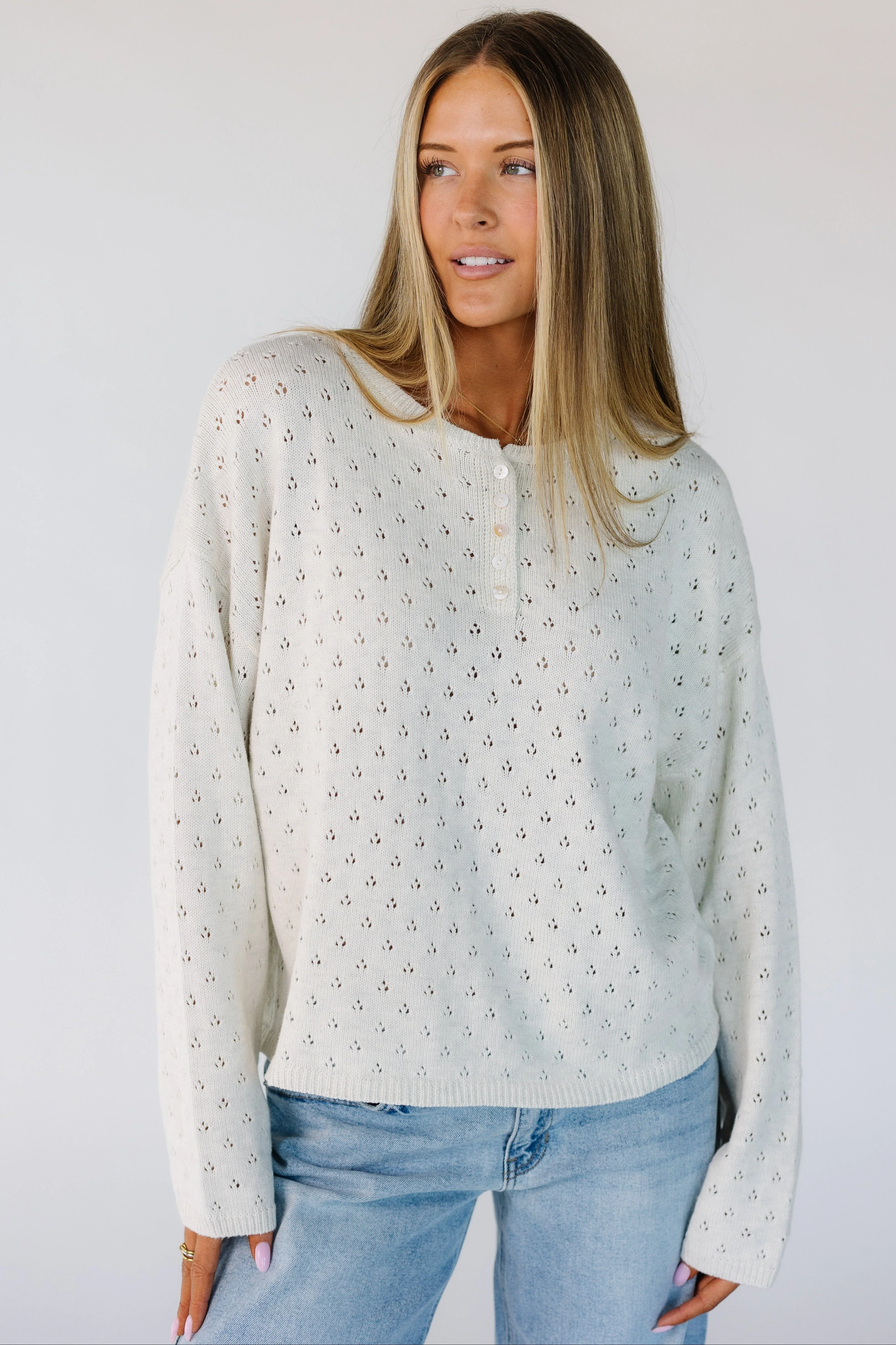 Lattice Eyelet Pullover Sweater