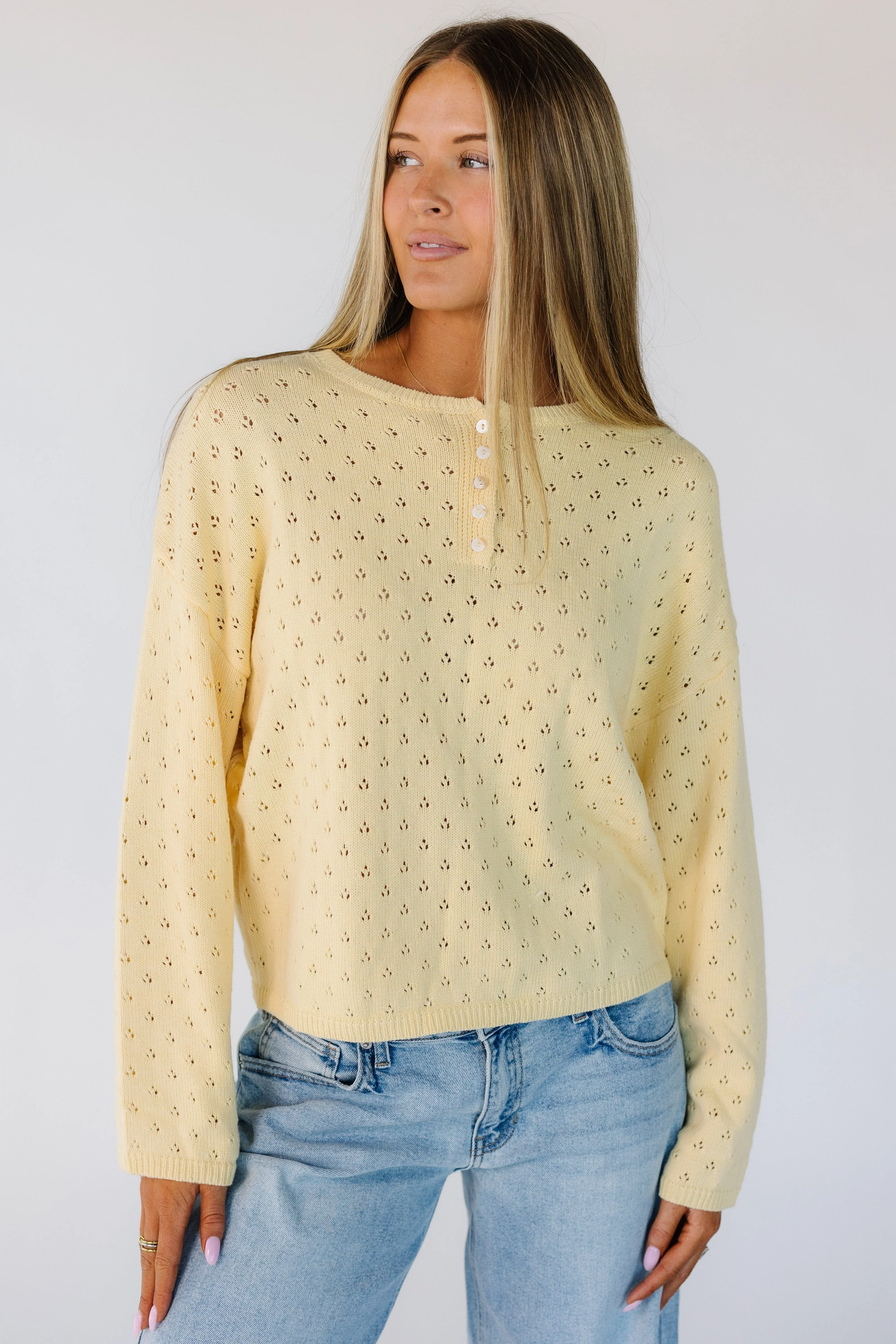 Lattice Eyelet Pullover Sweater - Image 3