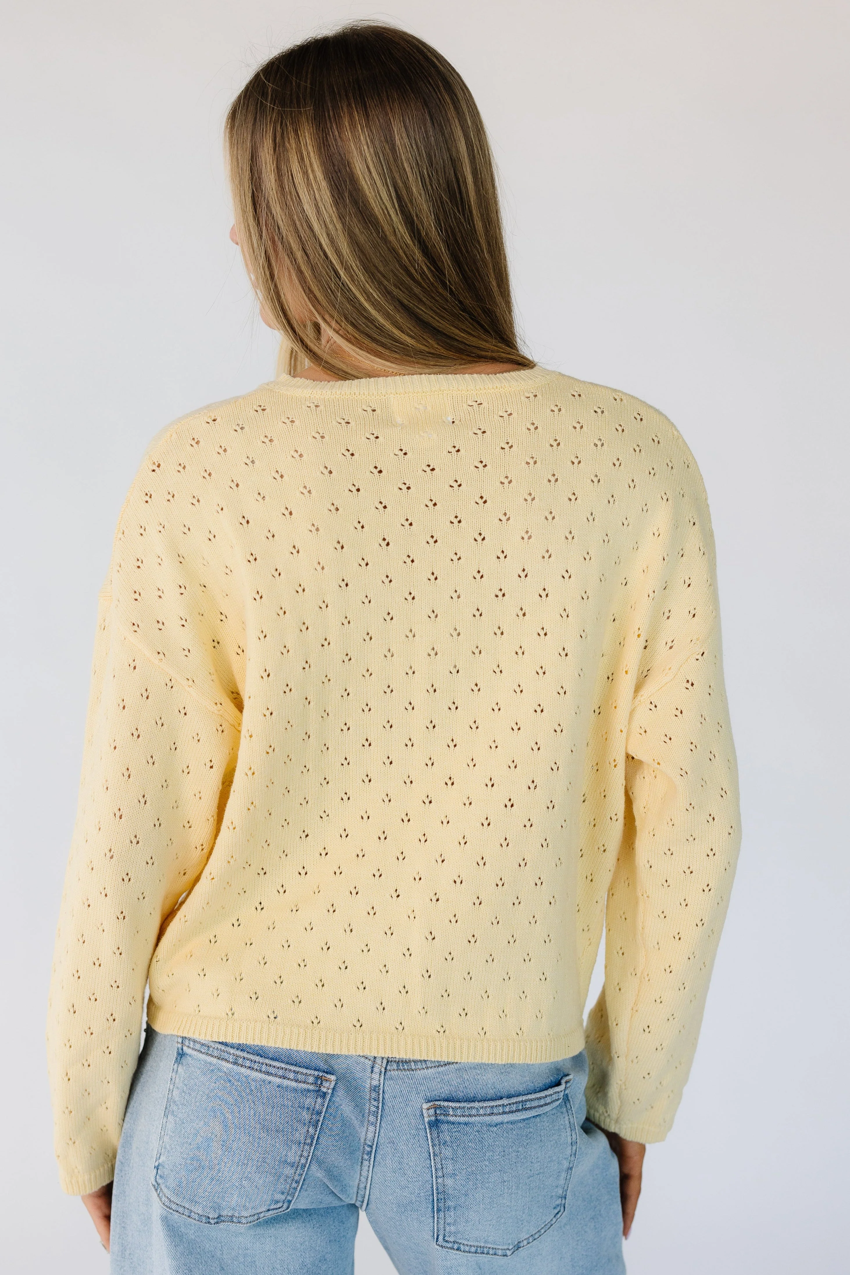 Lattice Eyelet Pullover Sweater - Image 5