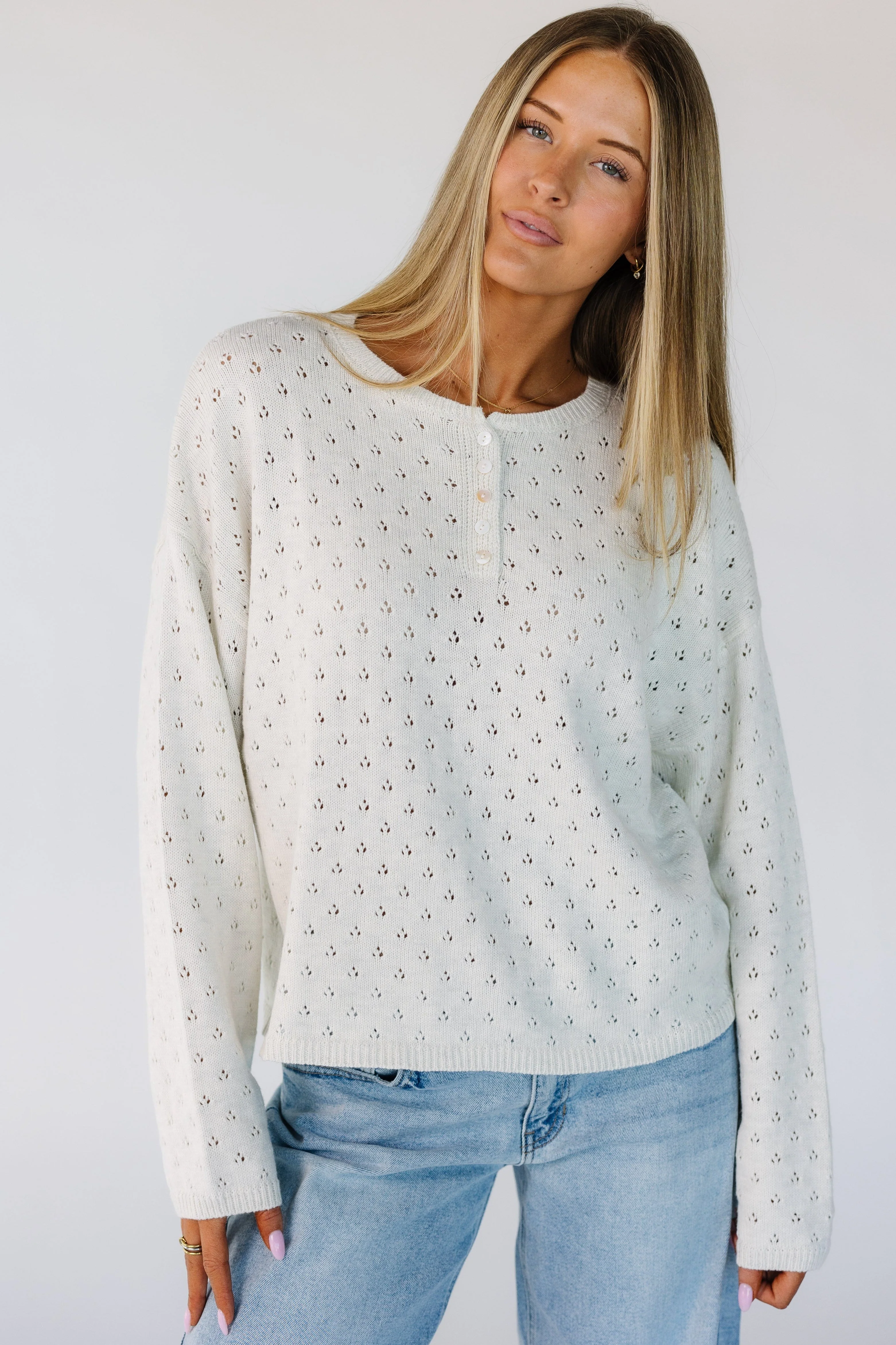 Lattice Eyelet Pullover Sweater - Image 6