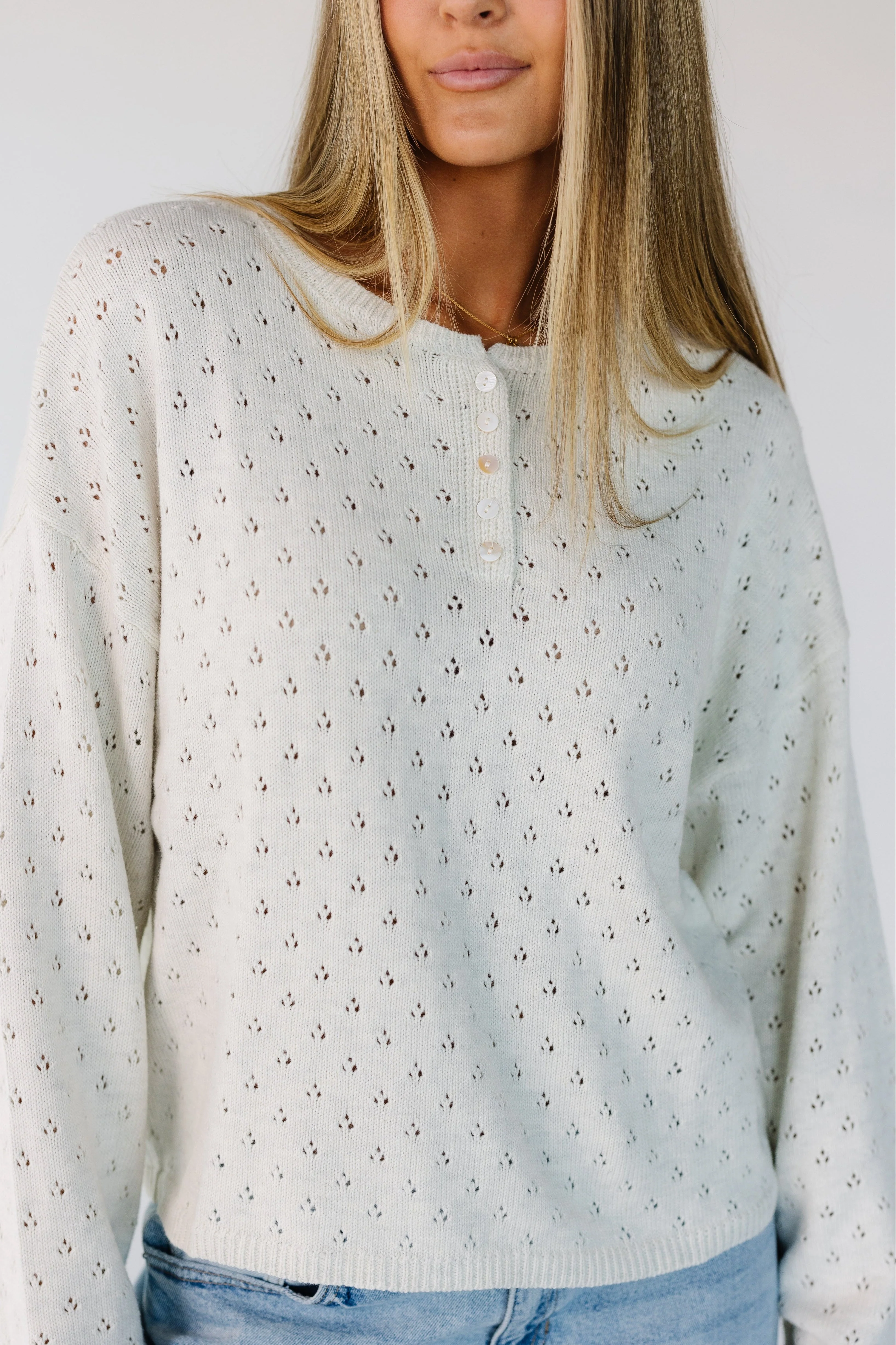 Lattice Eyelet Pullover Sweater - Image 7