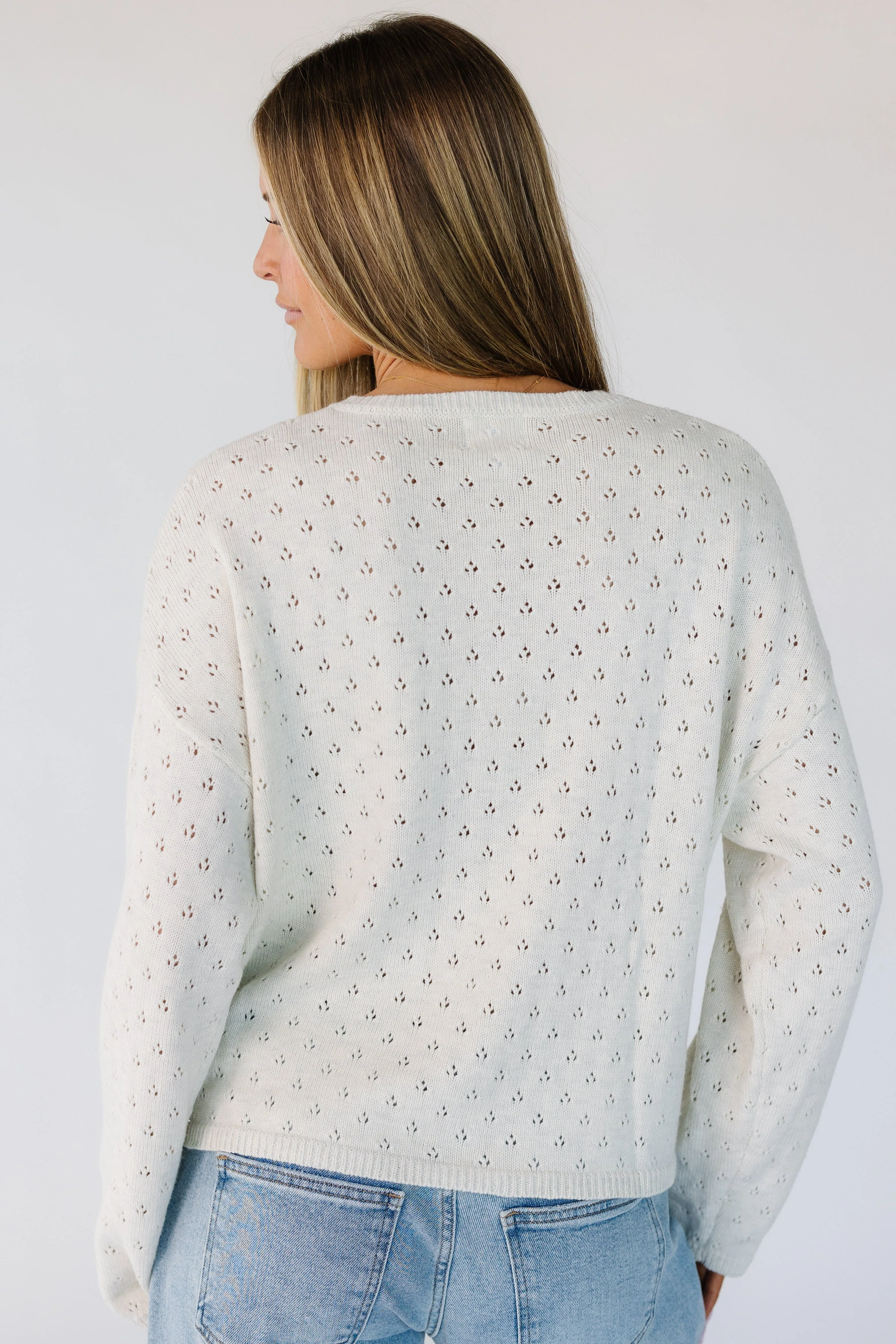 Lattice Eyelet Pullover Sweater - Image 8