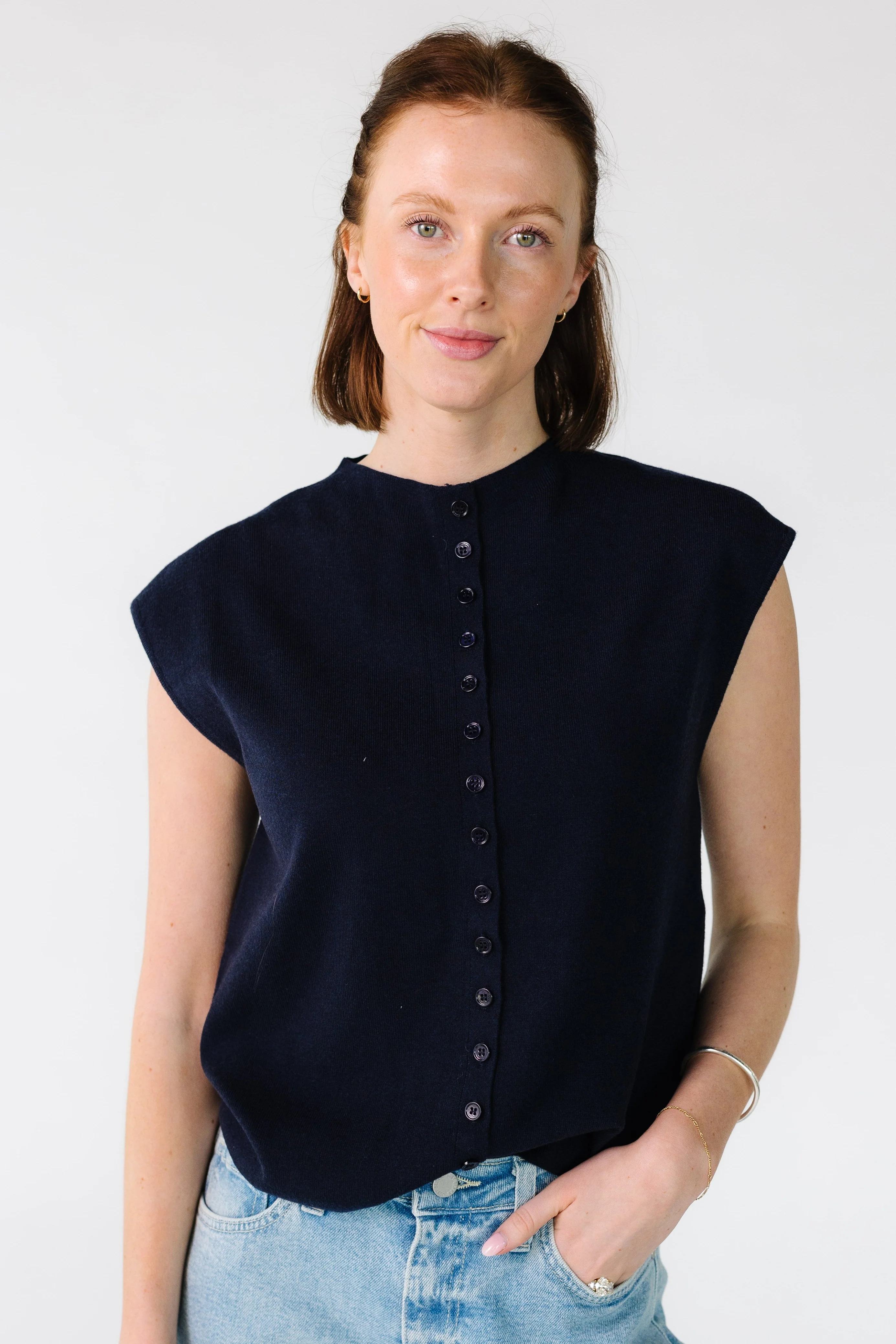 Mock Neck Cap Sleeve Cardigan - Image 2