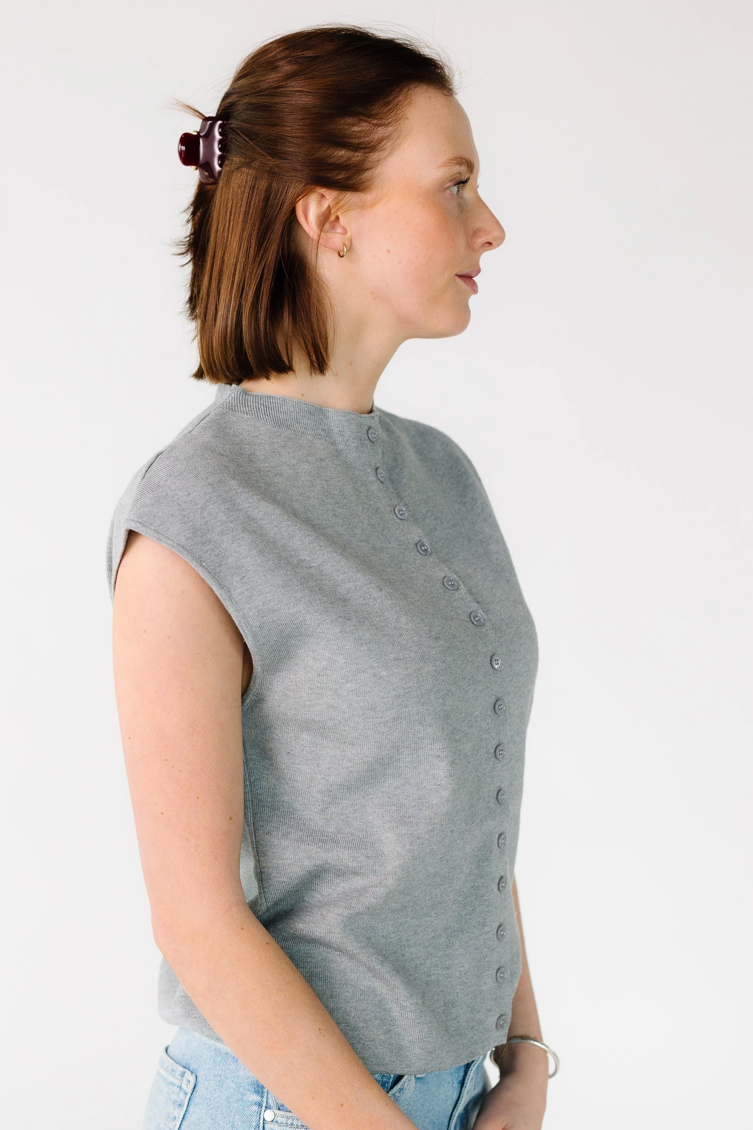 Mock Neck Cap Sleeve Cardigan - Image 4