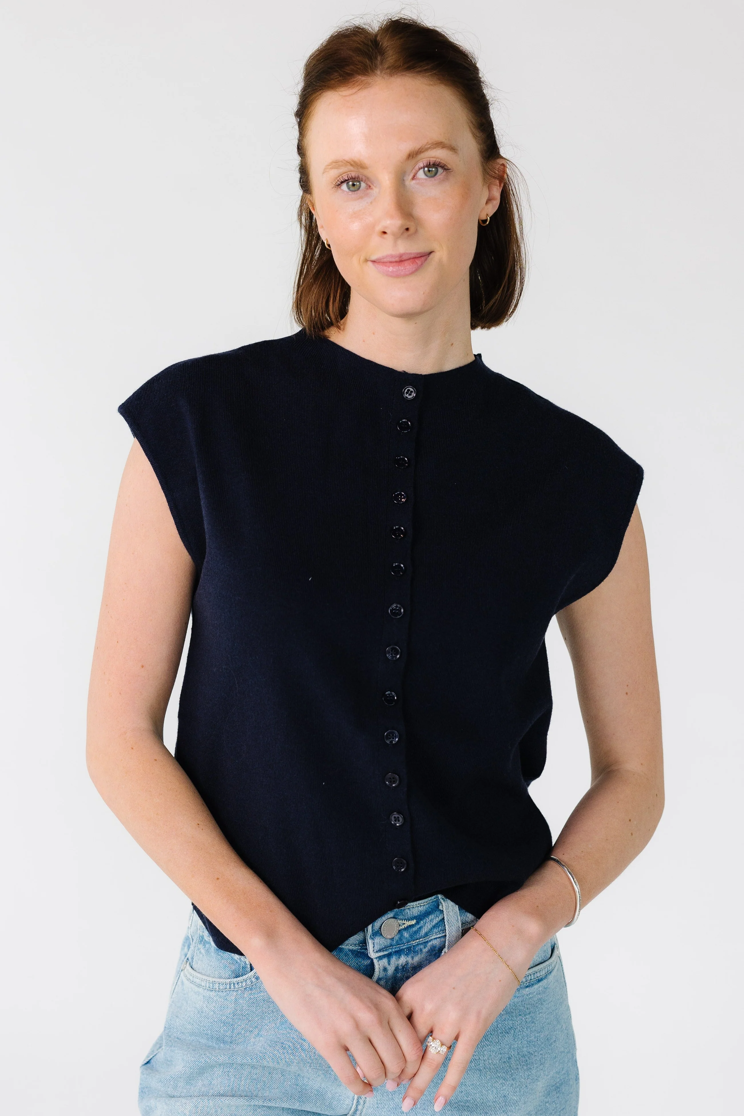 Mock Neck Cap Sleeve Cardigan - Image 6