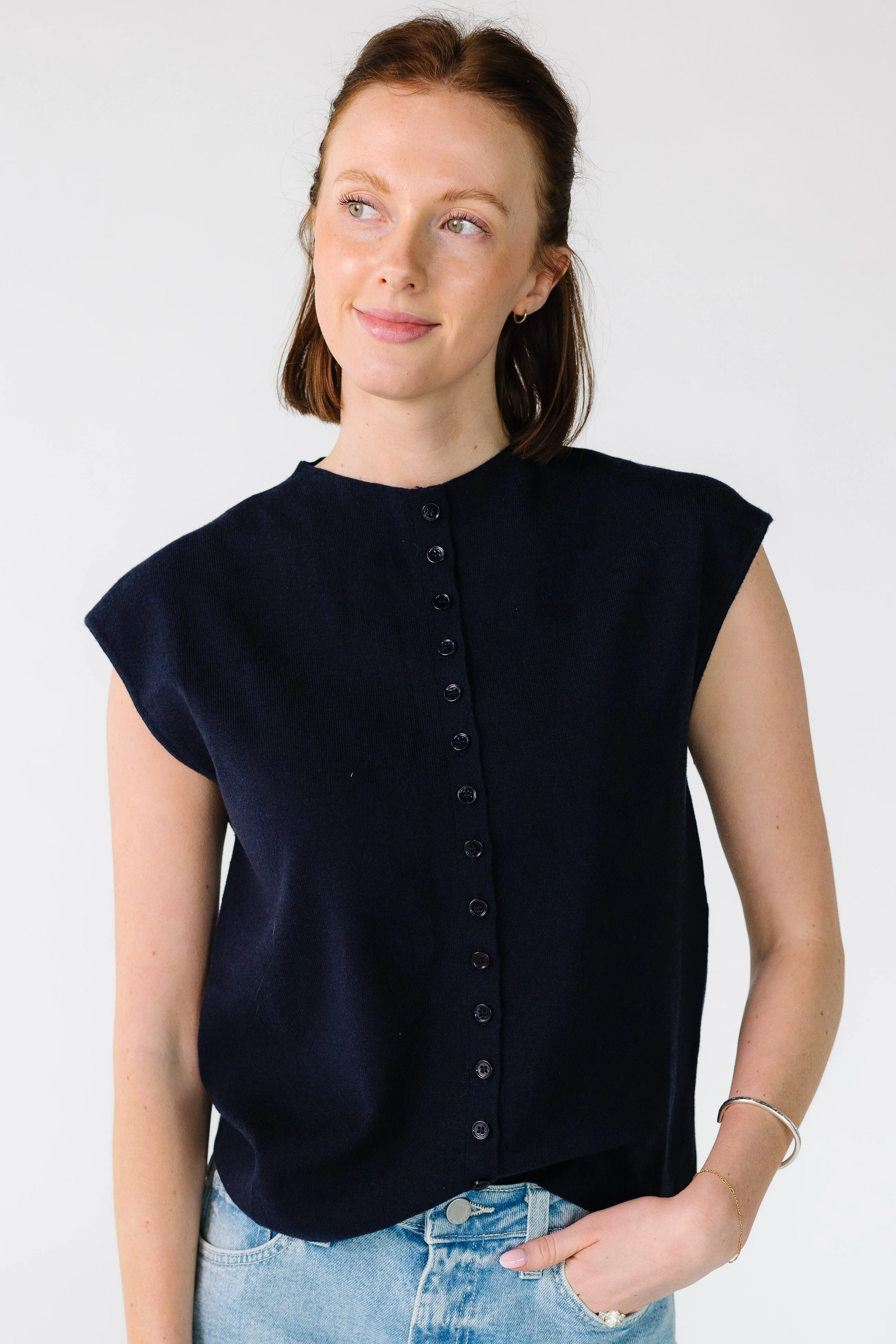 Mock Neck Cap Sleeve Cardigan - Image 7