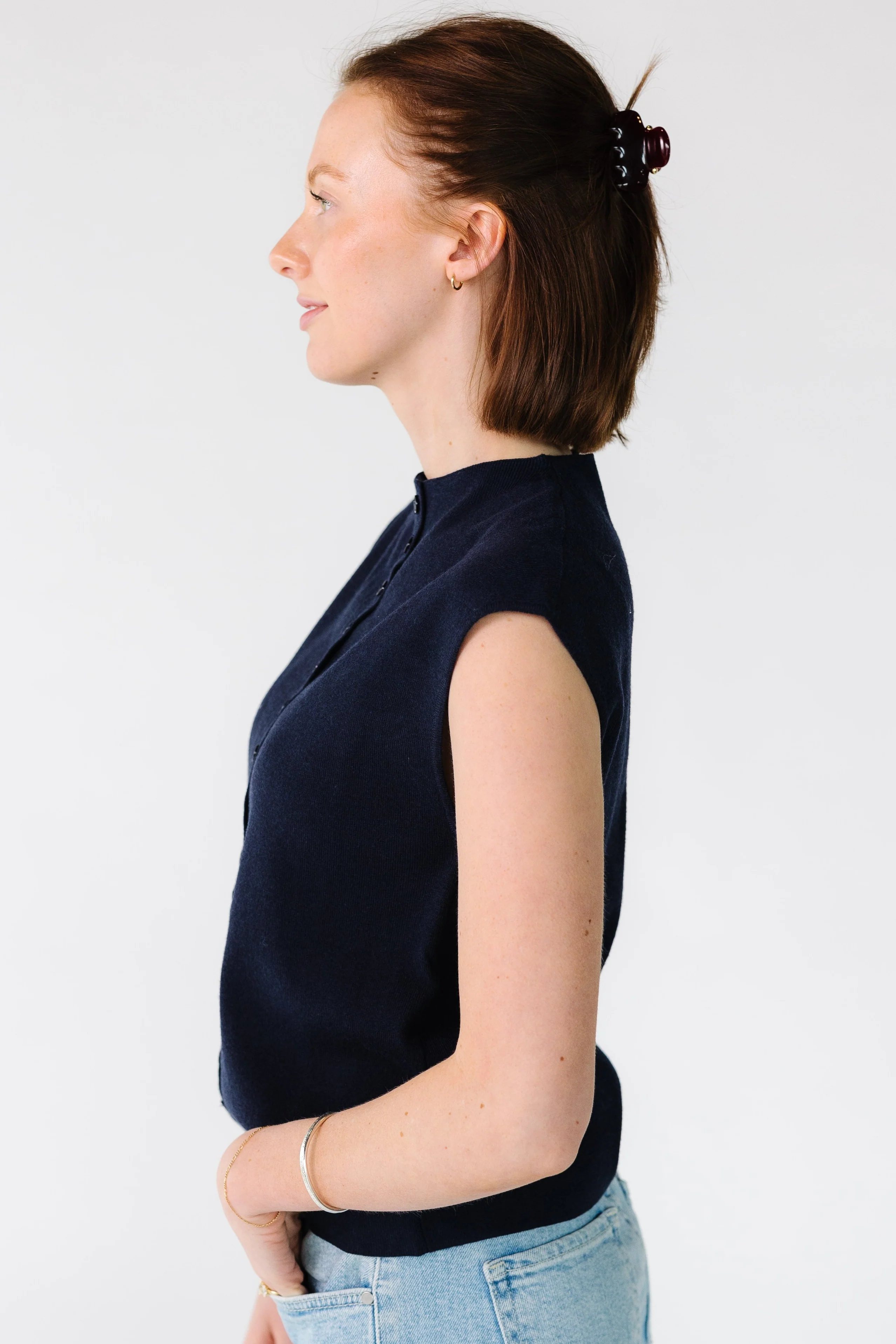 Mock Neck Cap Sleeve Cardigan - Image 8