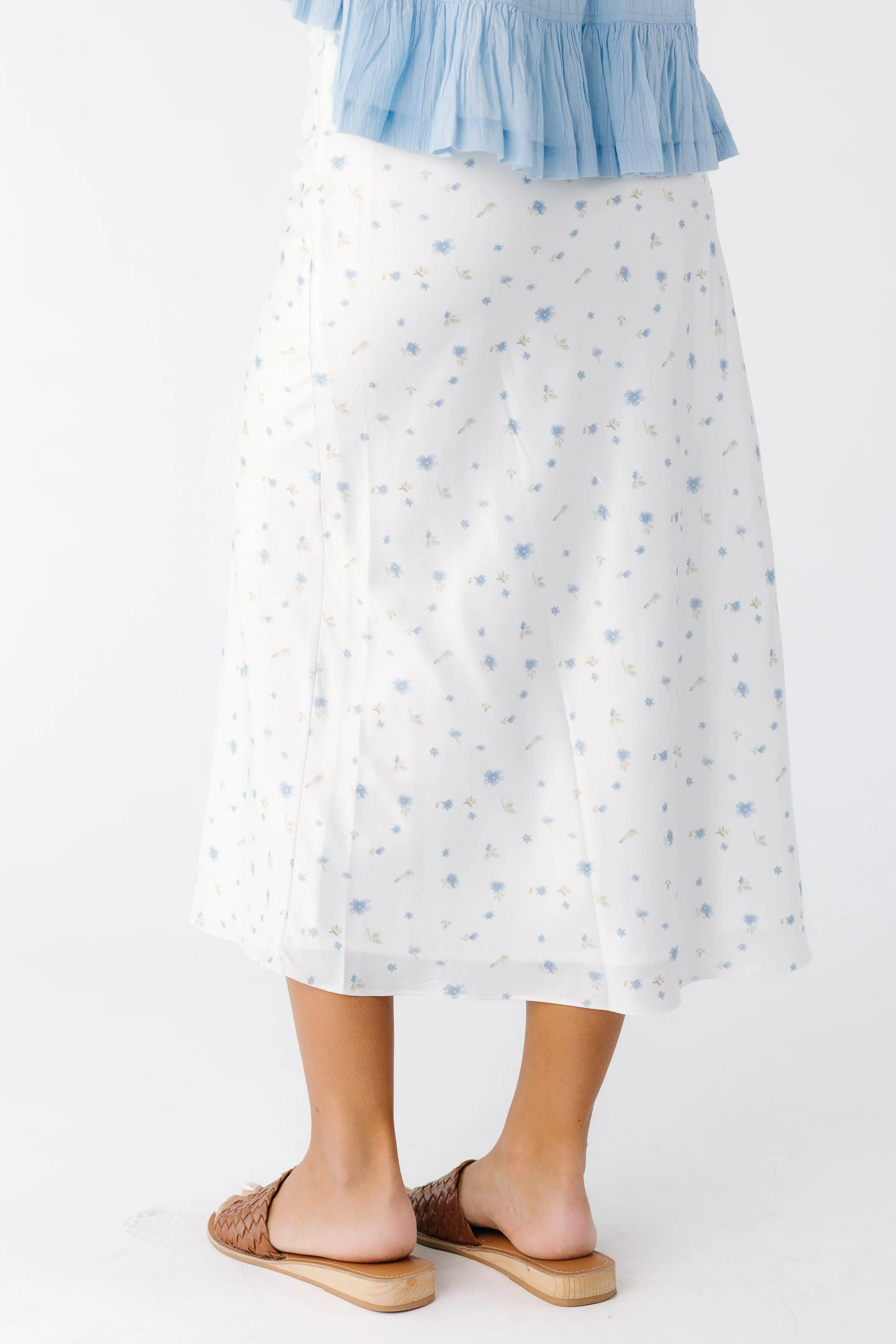 Floral Satin Midi Skirt - Image 4