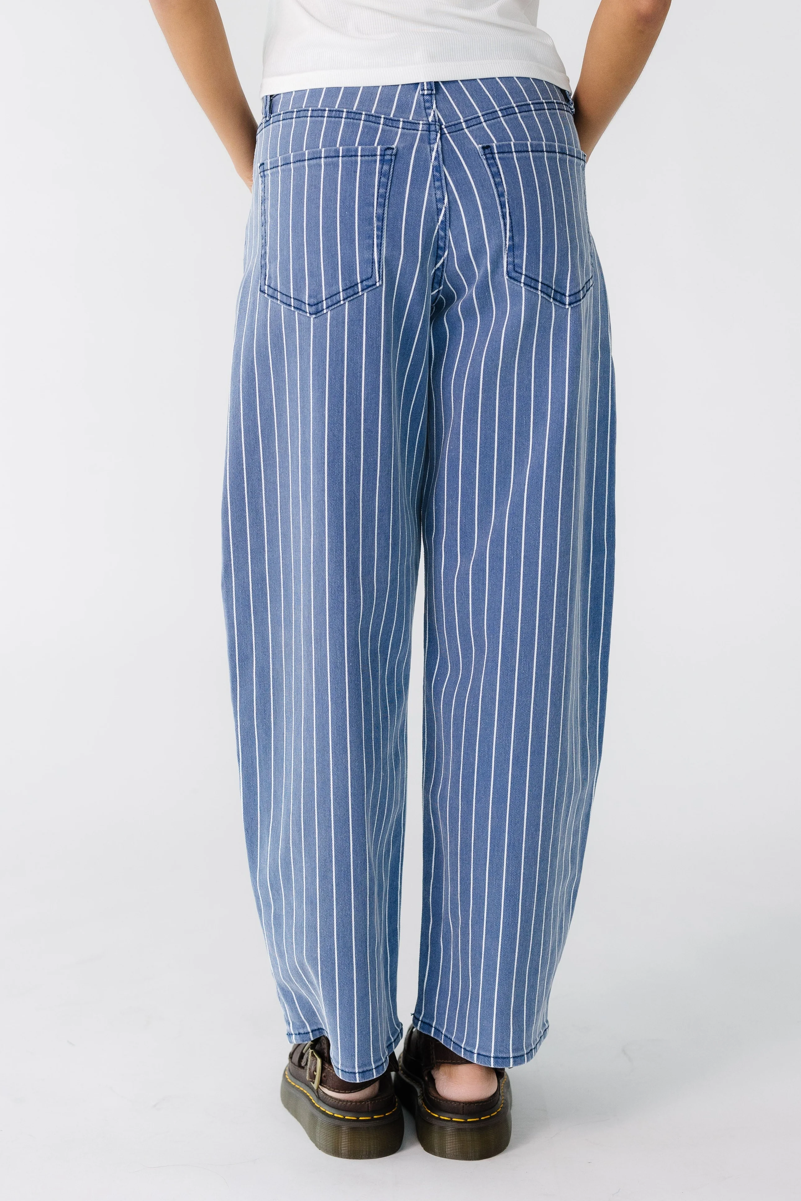 Navy Stripe Barrel Jean - Image 2