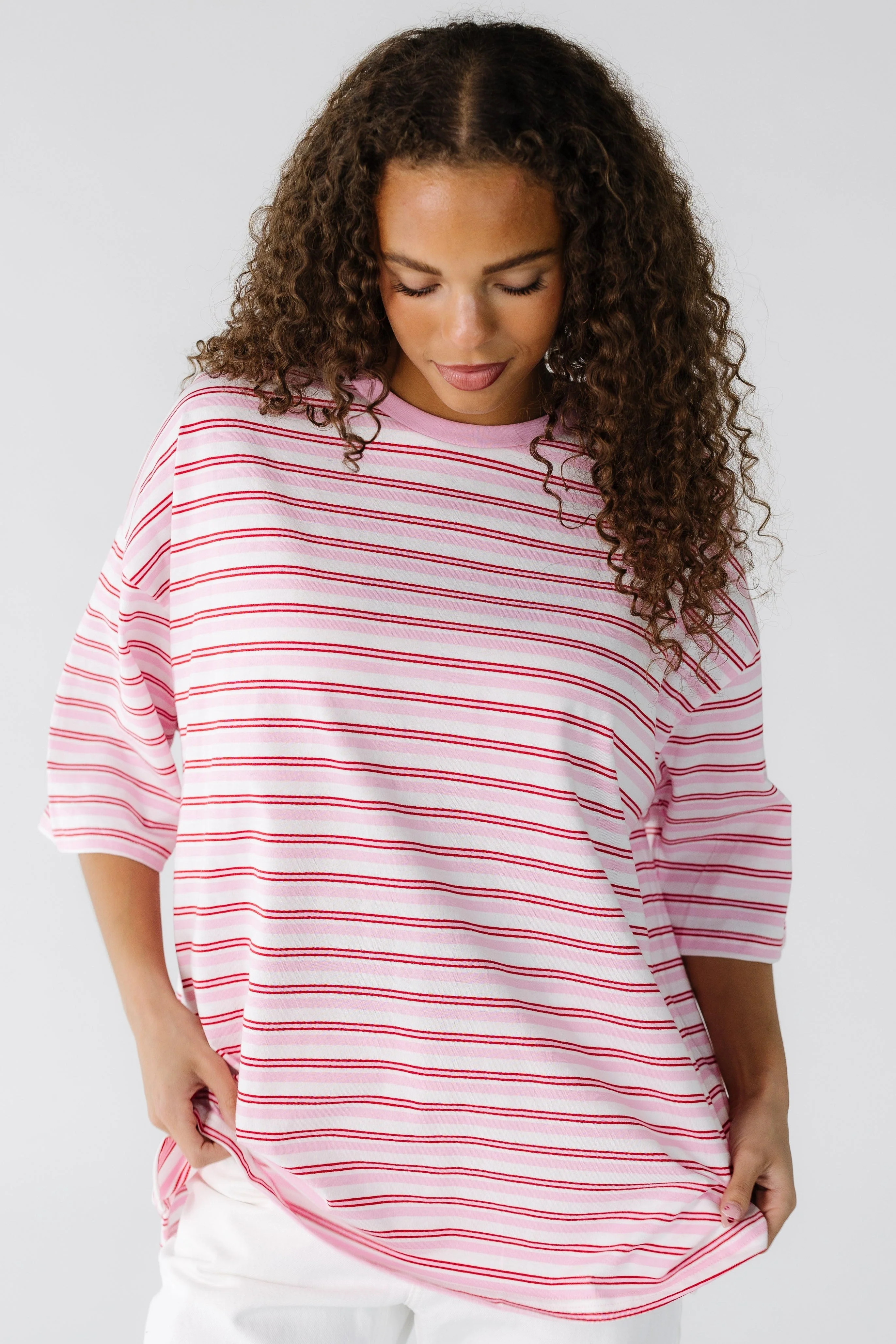 Pink Stripe Oversized Tee - Image 2