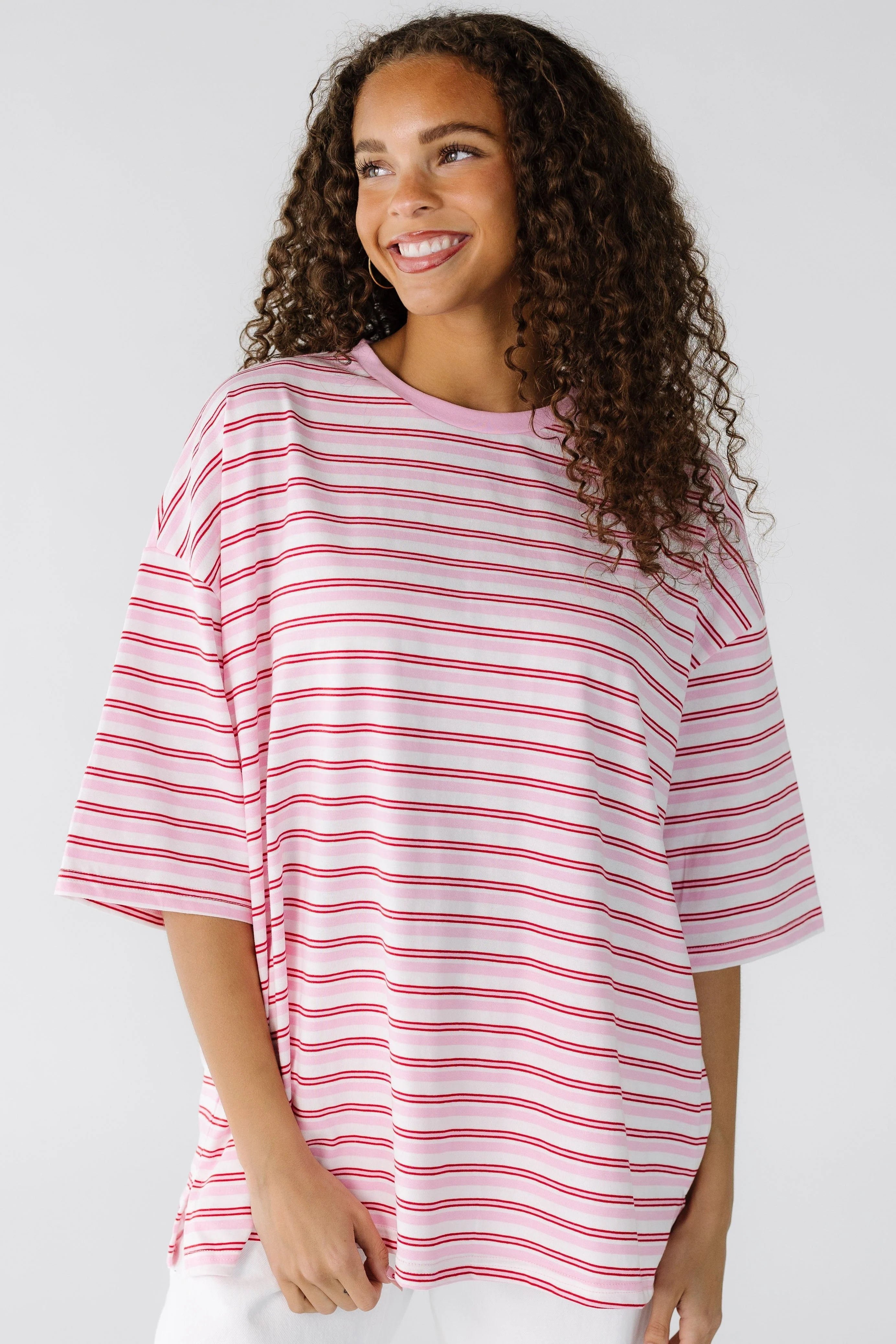 Pink Stripe Oversized Tee - Image 3