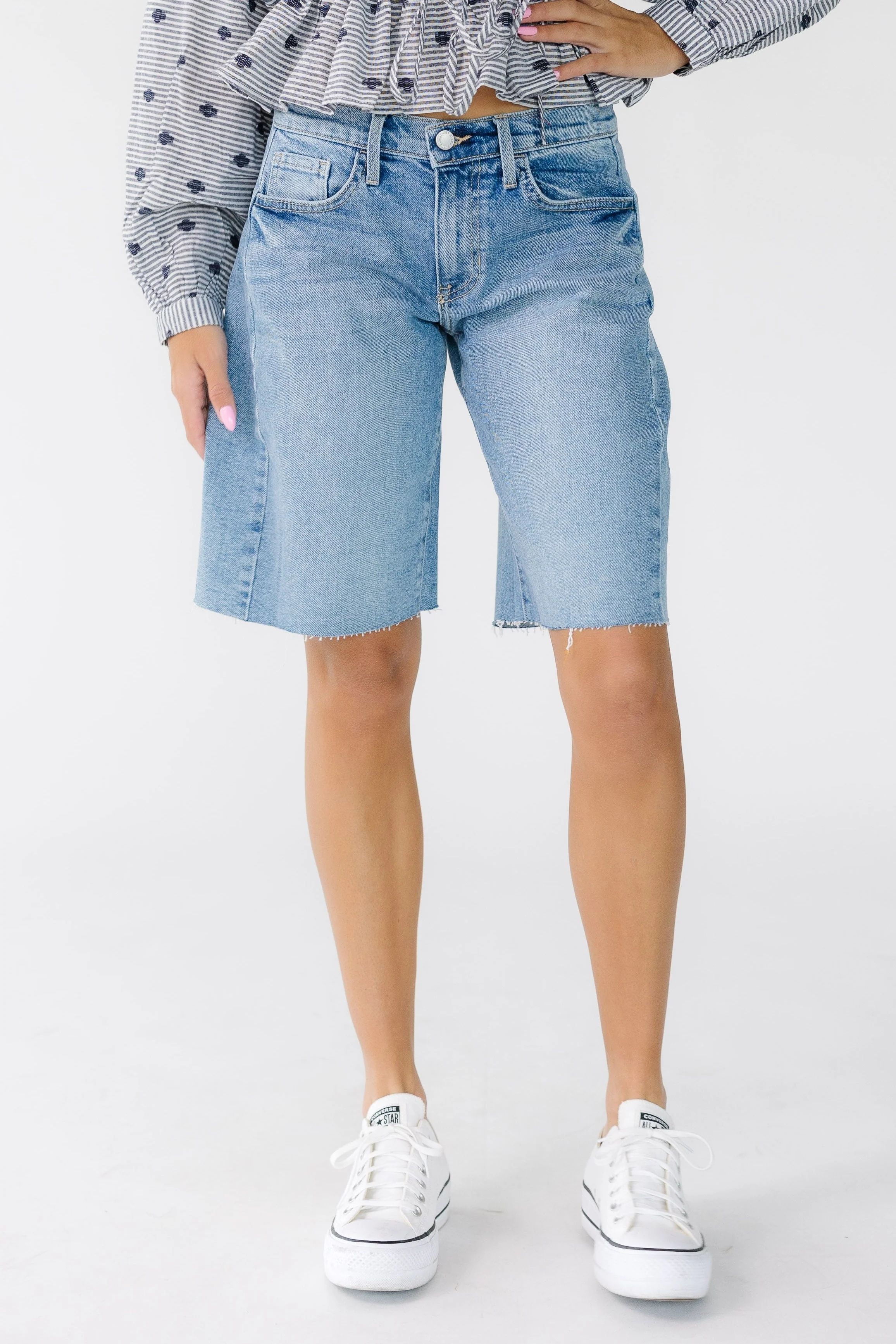 Seamed Denim Shorts - Image 8