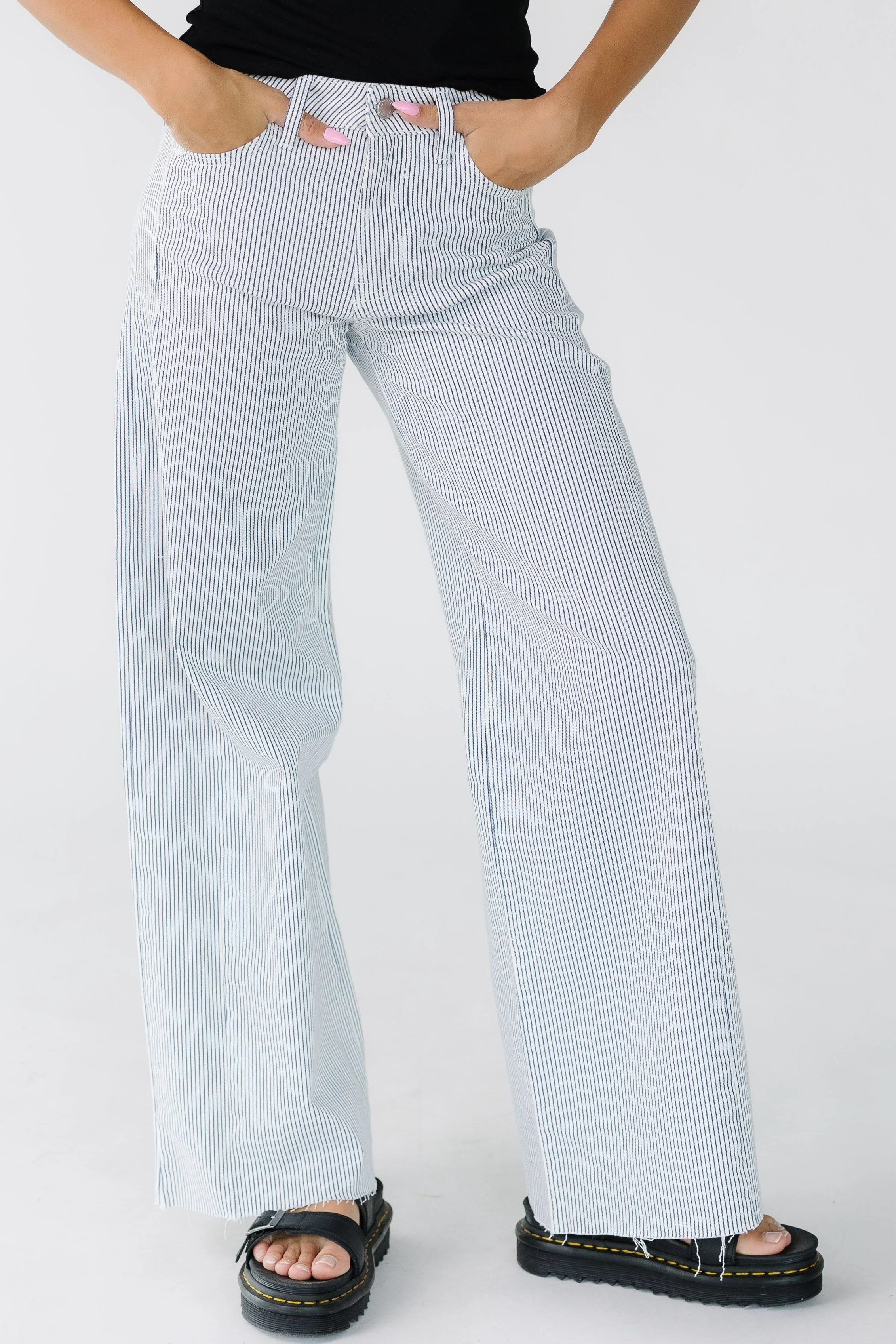 Stripe Wide Leg Denim