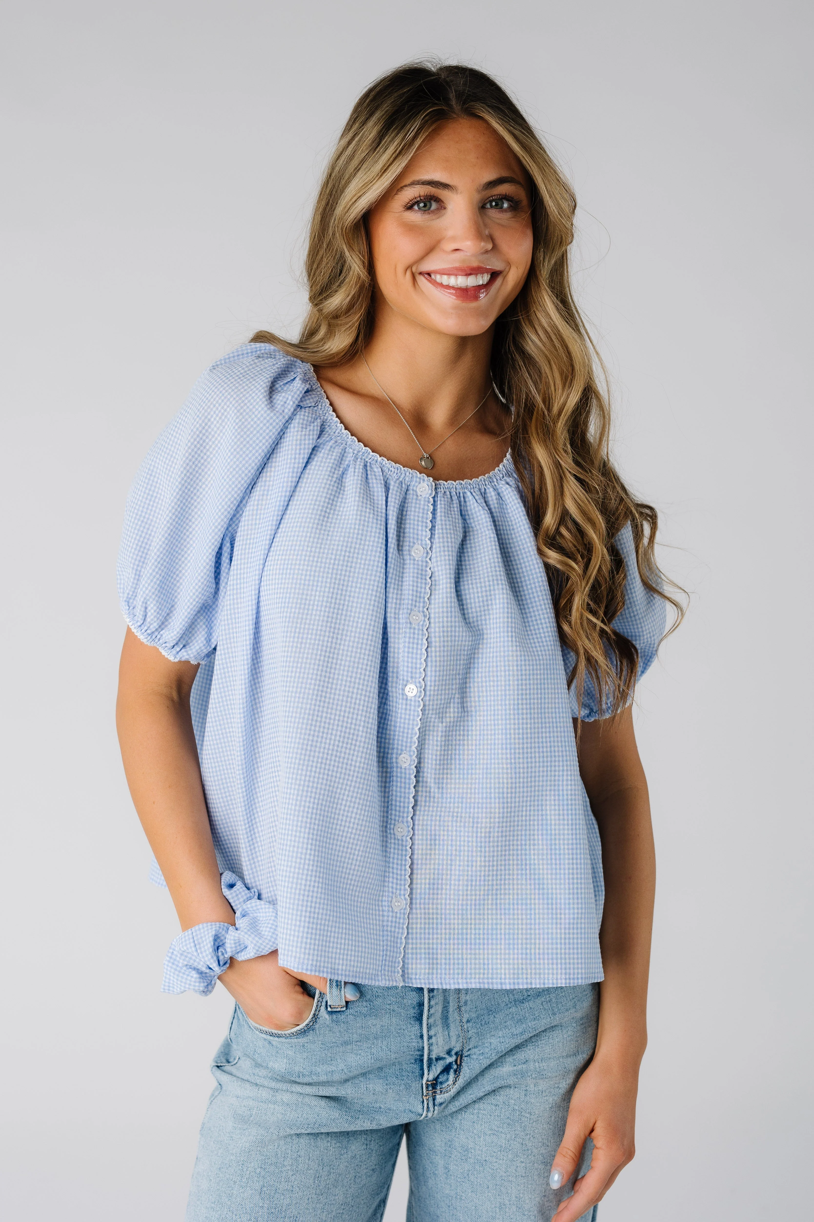 The Scallop Gingham Top